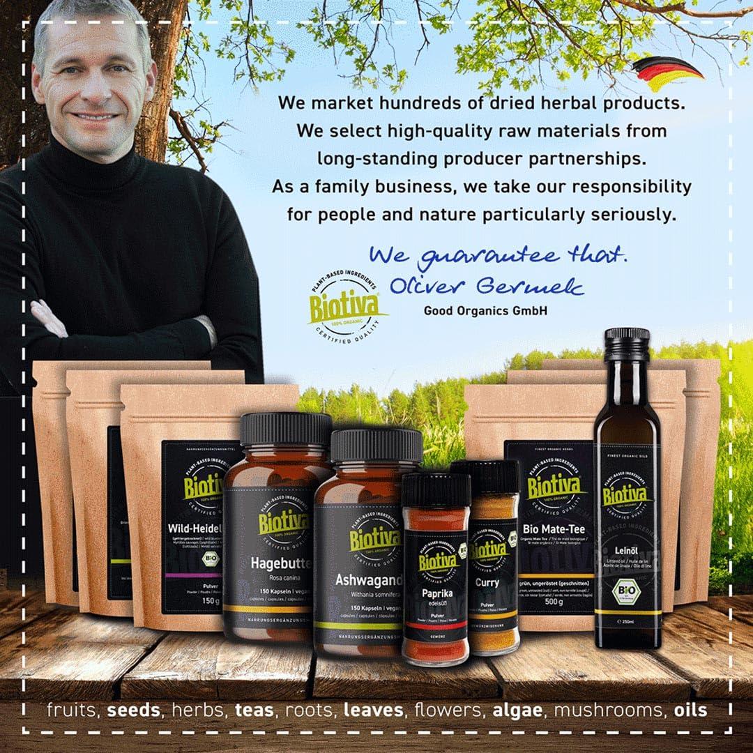 Biotiva Biotiva Psyllium Husk Powder Bio 1000g (2x500g) - Ground - Psyllium - Rich in Fibre - Bottled and Controlled in Germany