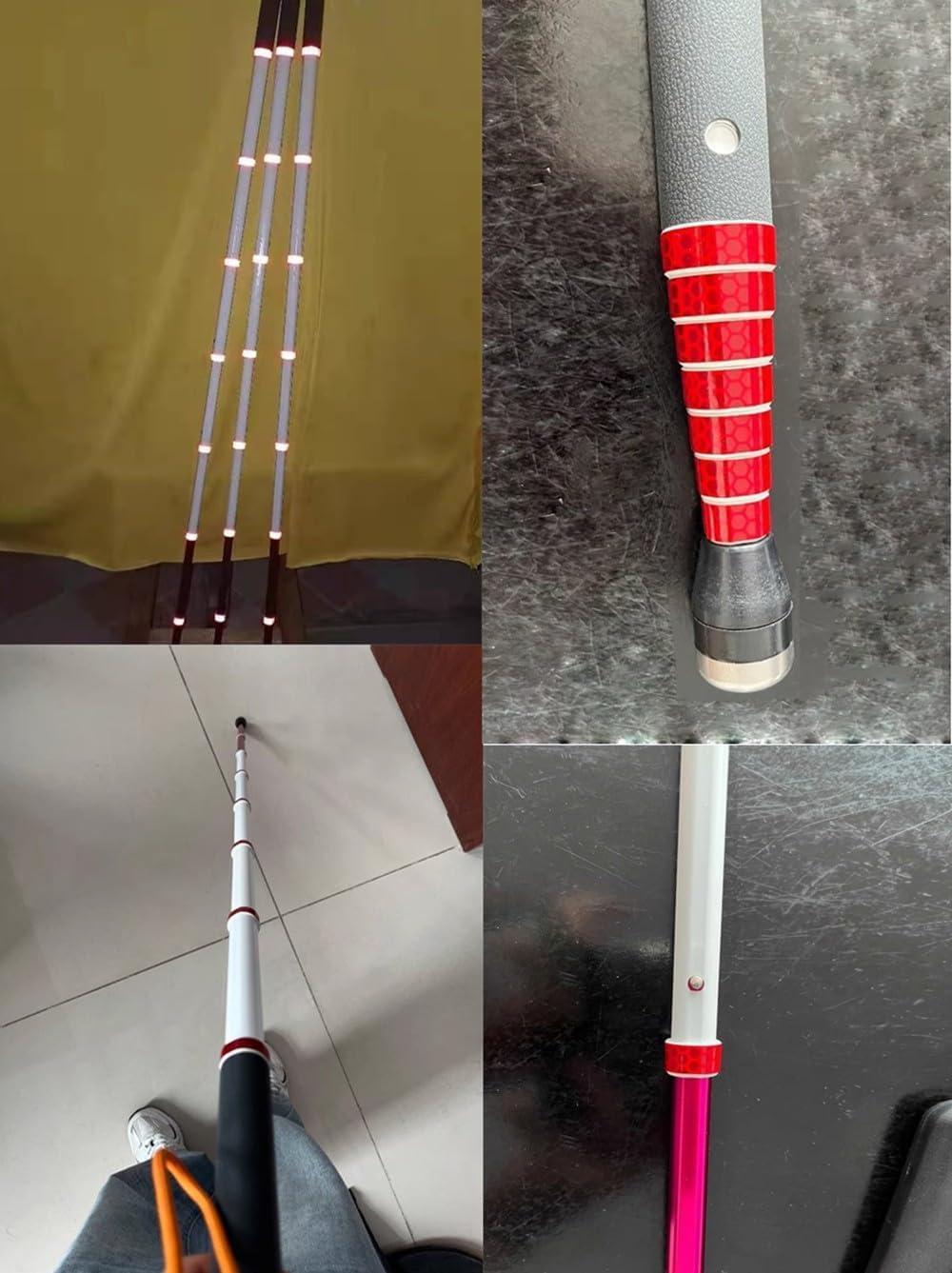 SEIBES Folding Blind Cane, 8 Sections Titanium Alloy Blind Cane Telescopic Outdoor Walking Stick with Reflective Walk Cane for the Blind and Vision Impaired(139.5cm/55in)