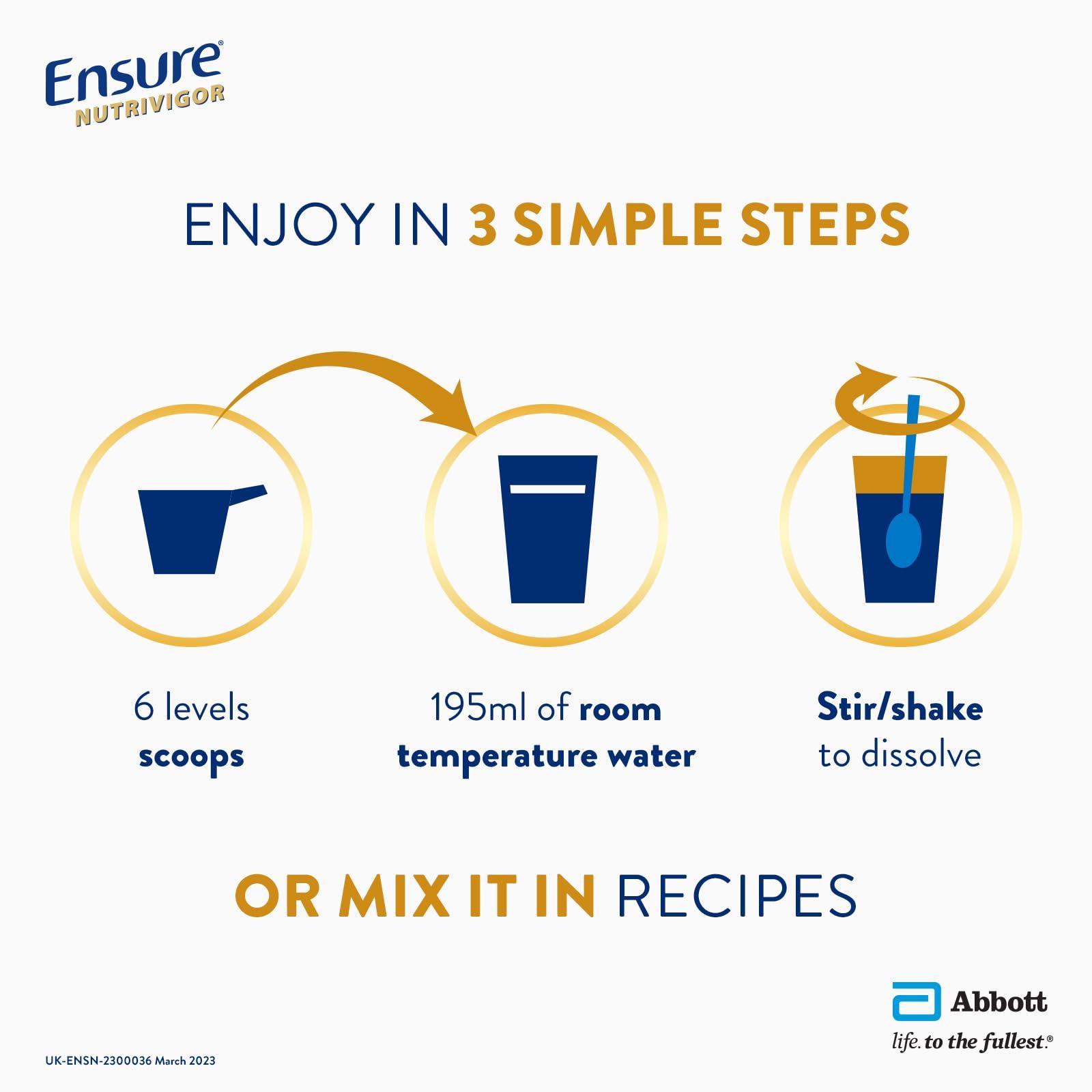 Ensure Ensure NutriVigor Nutritional Shake | 400g | Vanilla Flavour |Support Strength, Energy and Immunity | Food supplement with Protein, 27 Vitamins and Minerals | With Vitamin D, Vitamin C and Vitamin B