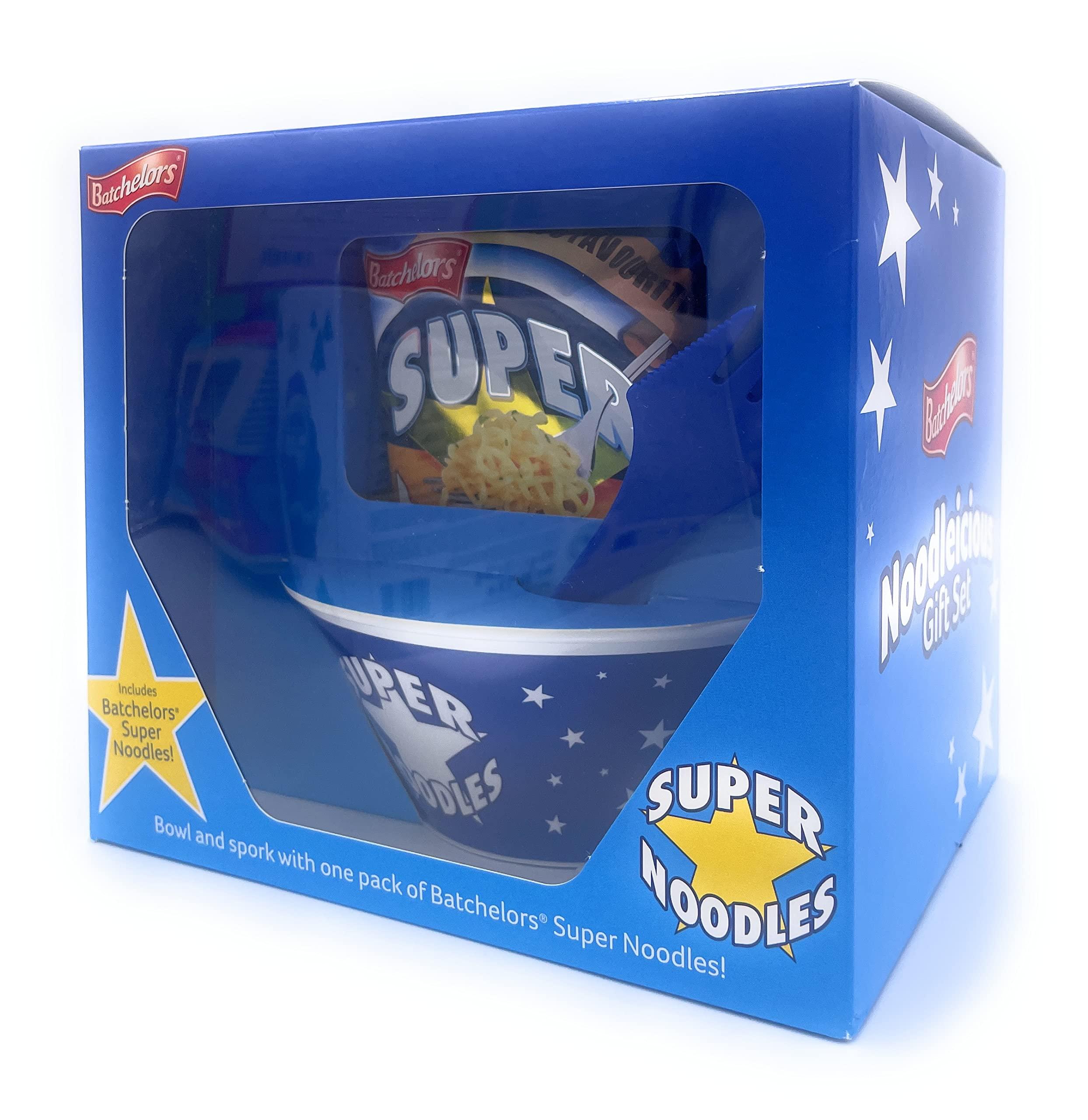 AKEDE Batchelors Super Noodles Noodleicious Bowl - Noodleicious Gift Set - Pack Of Super Noodles And Spork, Cute Boxed Noodle Gift Set For Noodles Lovers - Boys Girls