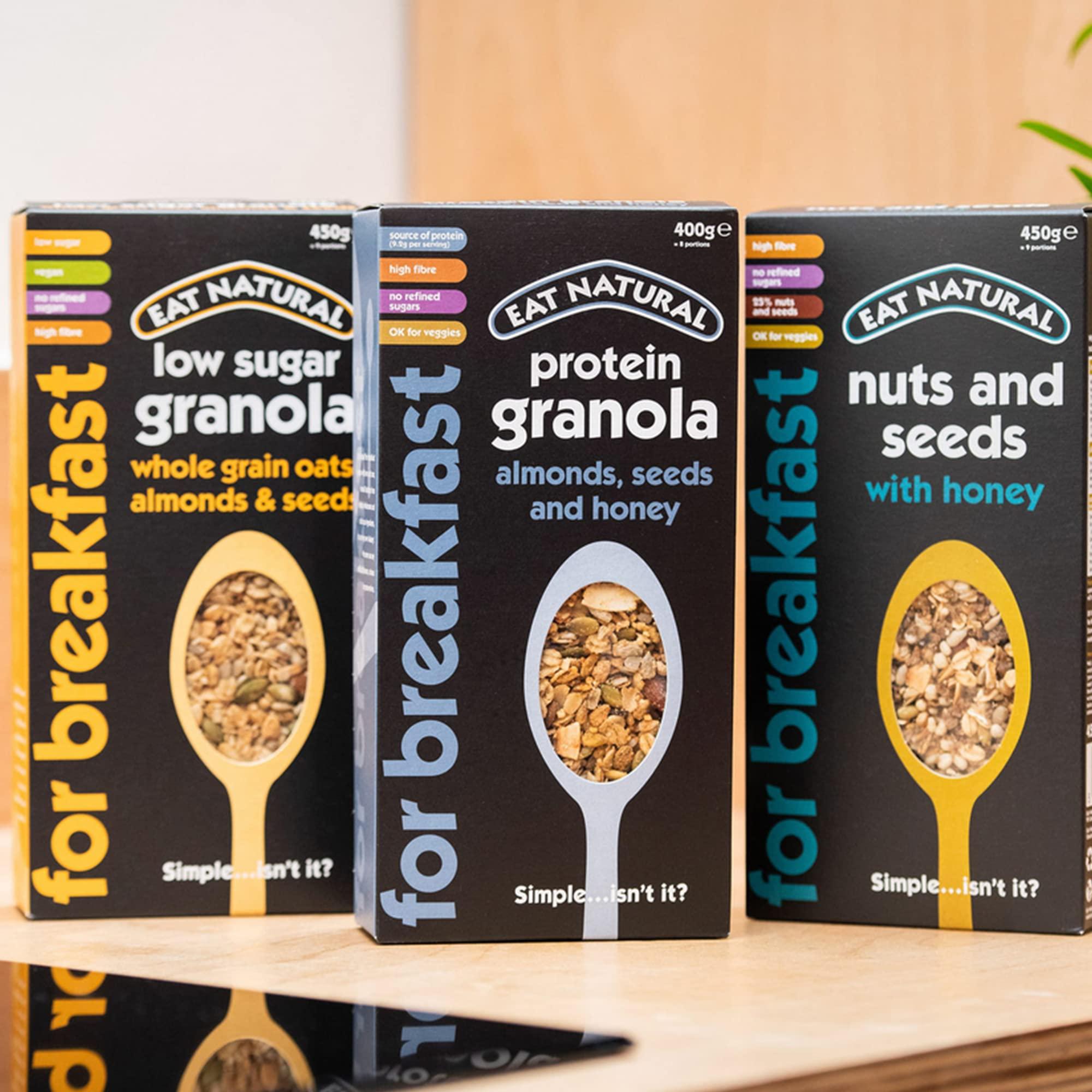 Eat Natural Eat Natural Nuts & Seeds Breakfast Cereal with Honey - High in Fibre Breakfast Muesli - Suitable for Vegetarians ,450 g (Pack of 5)