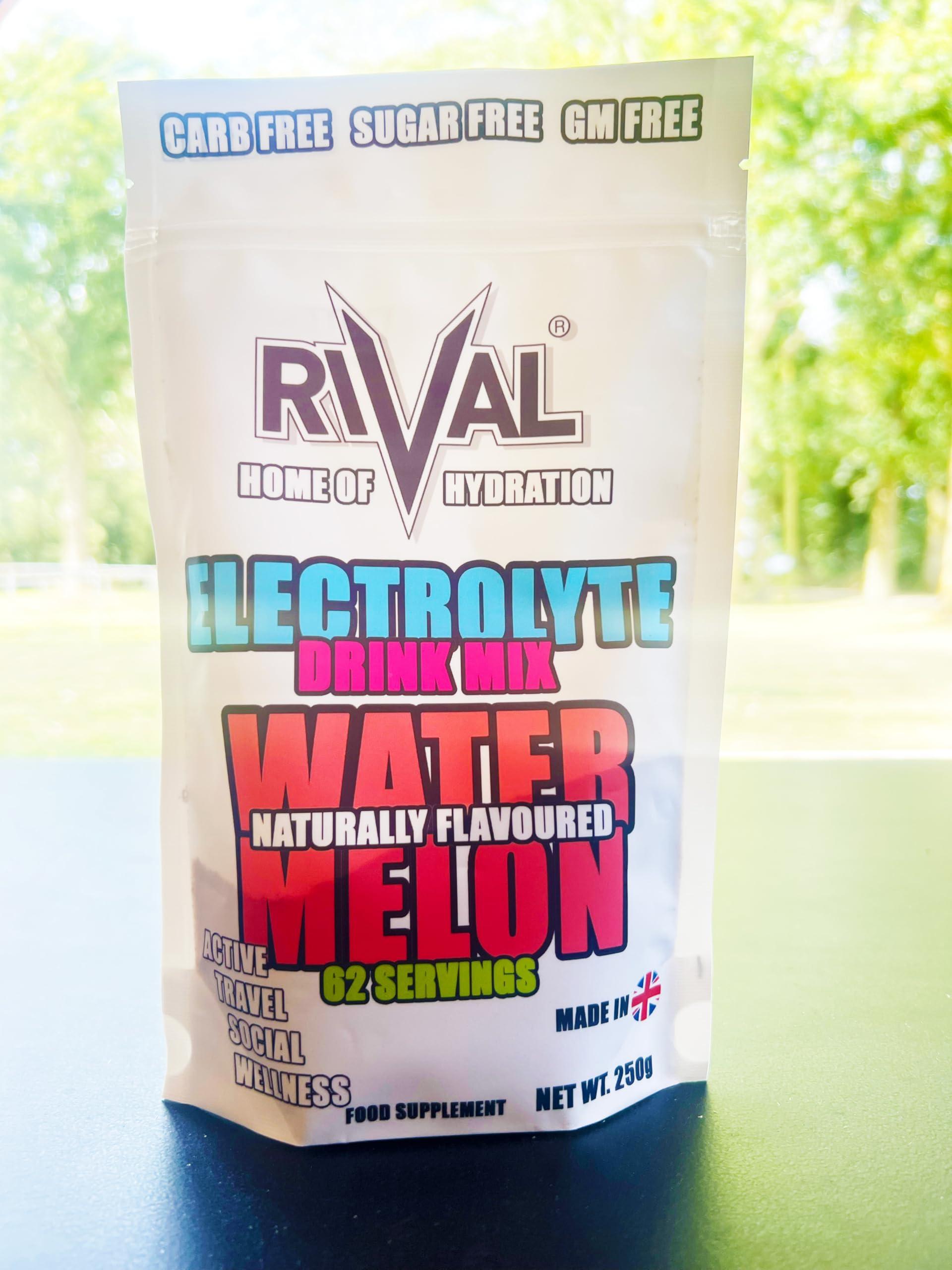 Rival Sports Fuel Rival Electrolyte Powder 250g Rapid Rehydration Naturally Flavoured, Sugar Free, Zero Carbs, Vegan, Keto Friendly - 62 Servings Made in The UK | Watermelon