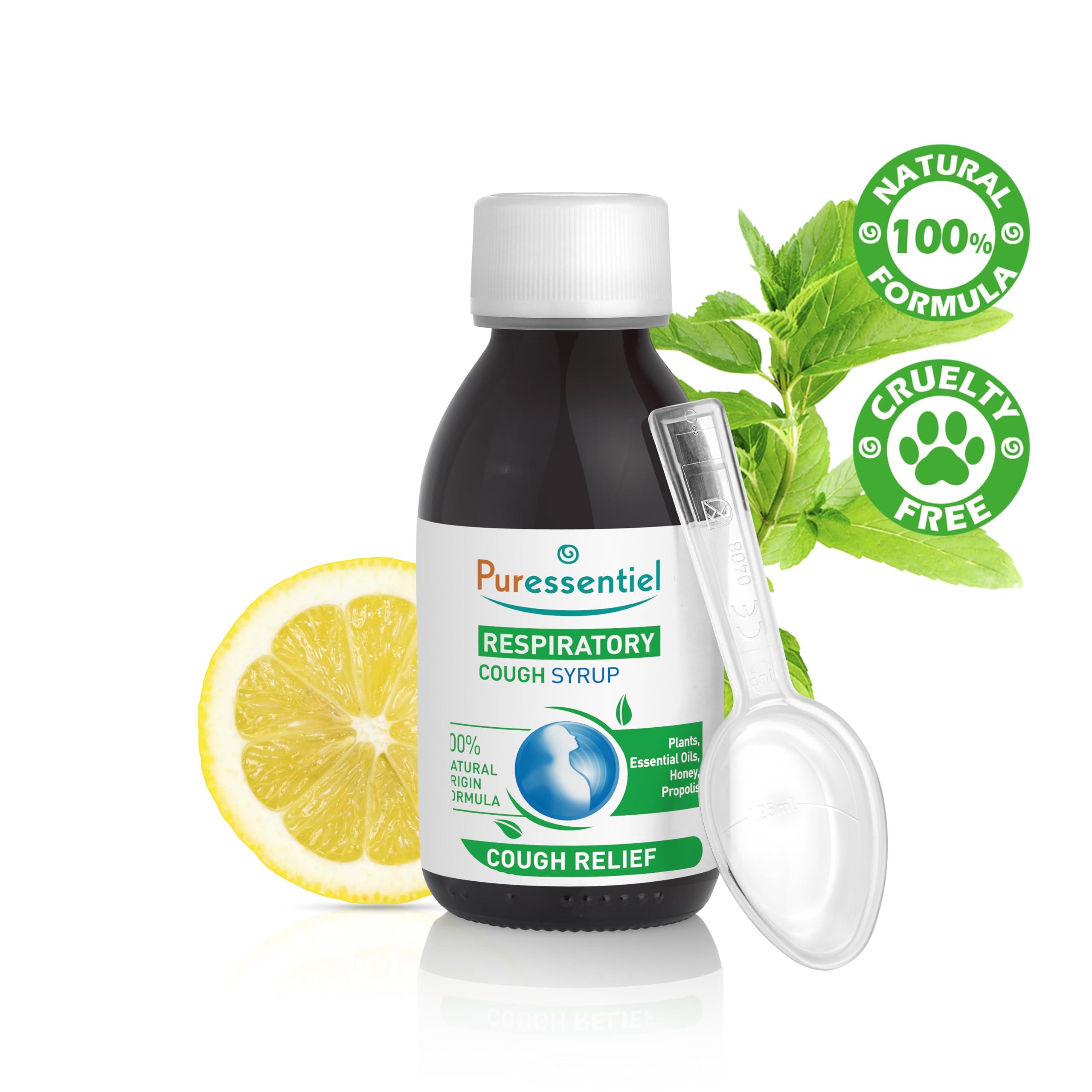 Puressentiel Puressentiel Respiratory Cough Syrup 125ml - Cough Relief For All Coughs + Cold & Flu - Chesty Cough, Mucus Cough - 100% Natural Origin Medical Device - Essential Oils & Honey - For Children Aged 12+