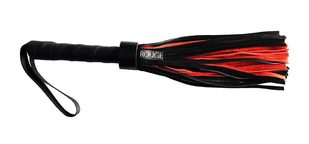 Rouge Luxury Bondage Manufacturer Short Suede Flogger, Black and Red, BDSM, Fetish