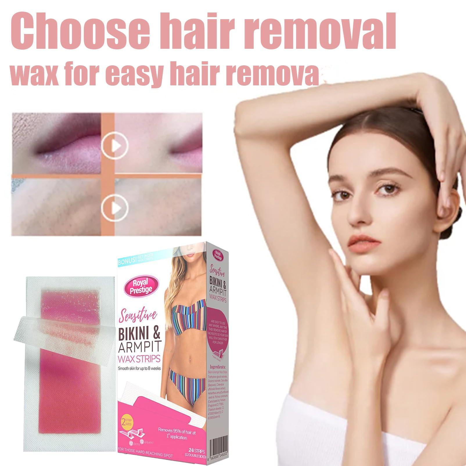 HERBENJOY Facial Hair Removal Wax Strips - Women's Facial Hair Removal Wax Strips, Includes 24 Strips of Facial Hair Removal, Long Lasting Smoothness, Eyebrow Cold Removal Wax Strips, Double Sided Use