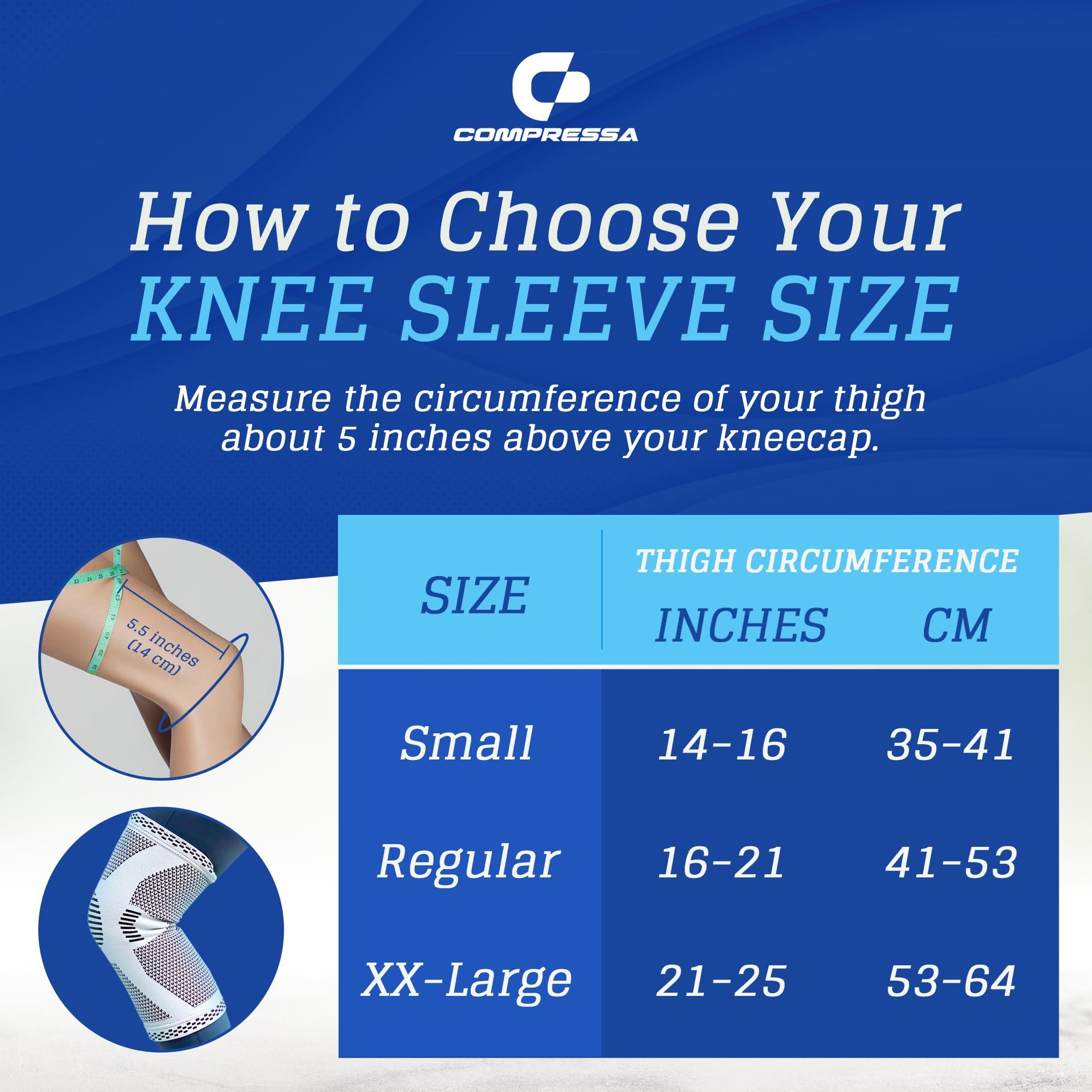 C Compressa Compressa Knee Sleeve for Women & Men (Regular) - Non-Slip Compression Support for Joint Pain, Muscle Recovery, Arthritis, and Injury Relief