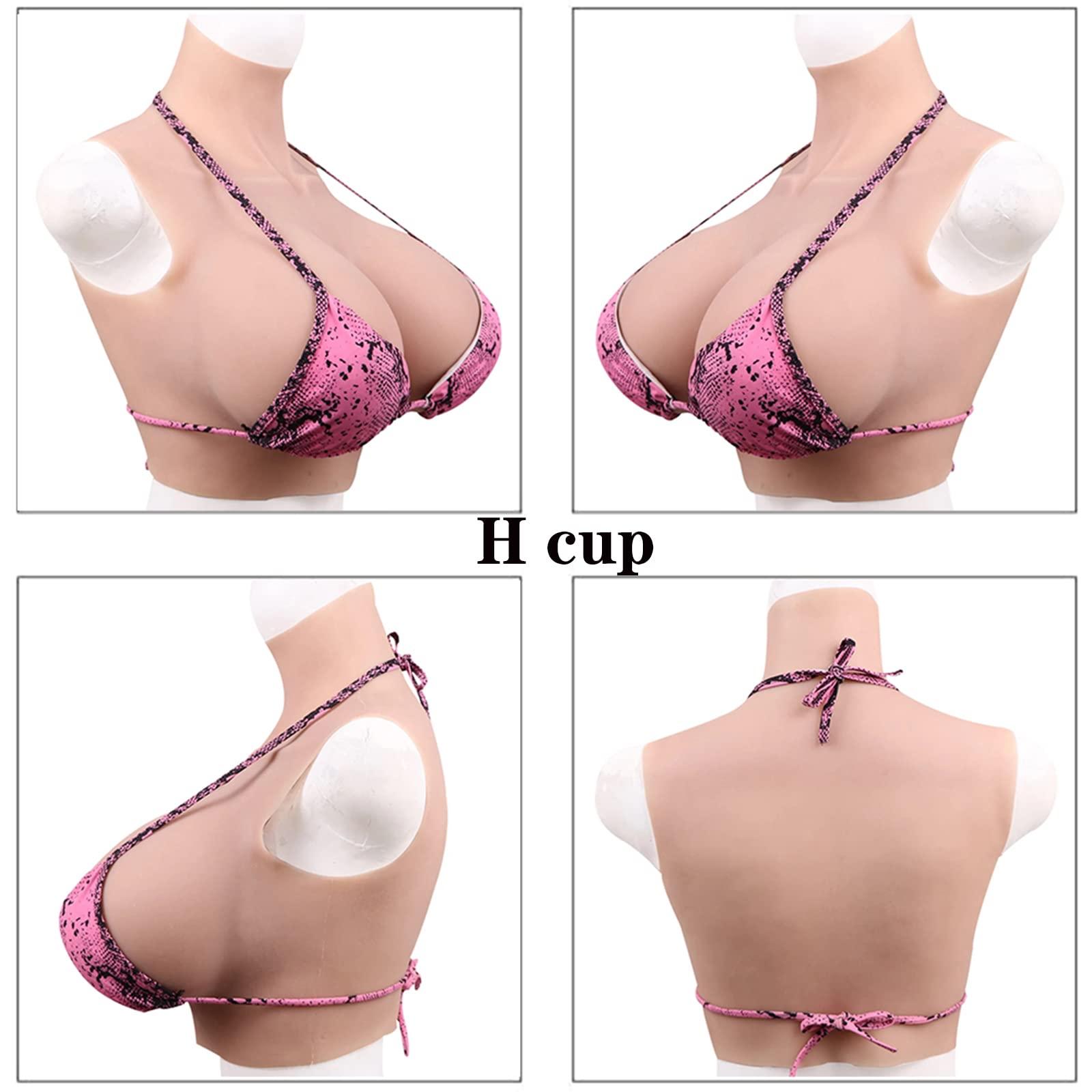 XSWL XSWL Silicone Breast Forms Realistic Huge Boobs H cup Artificial Breastplate for Crossdressers Transgender Cosplay,Tan