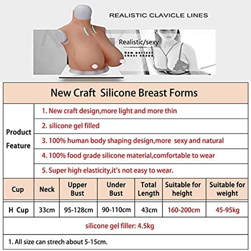 XSWL XSWL Silicone Breast Forms Realistic Huge Boobs H cup Artificial Breastplate for Crossdressers Transgender Cosplay,Tan