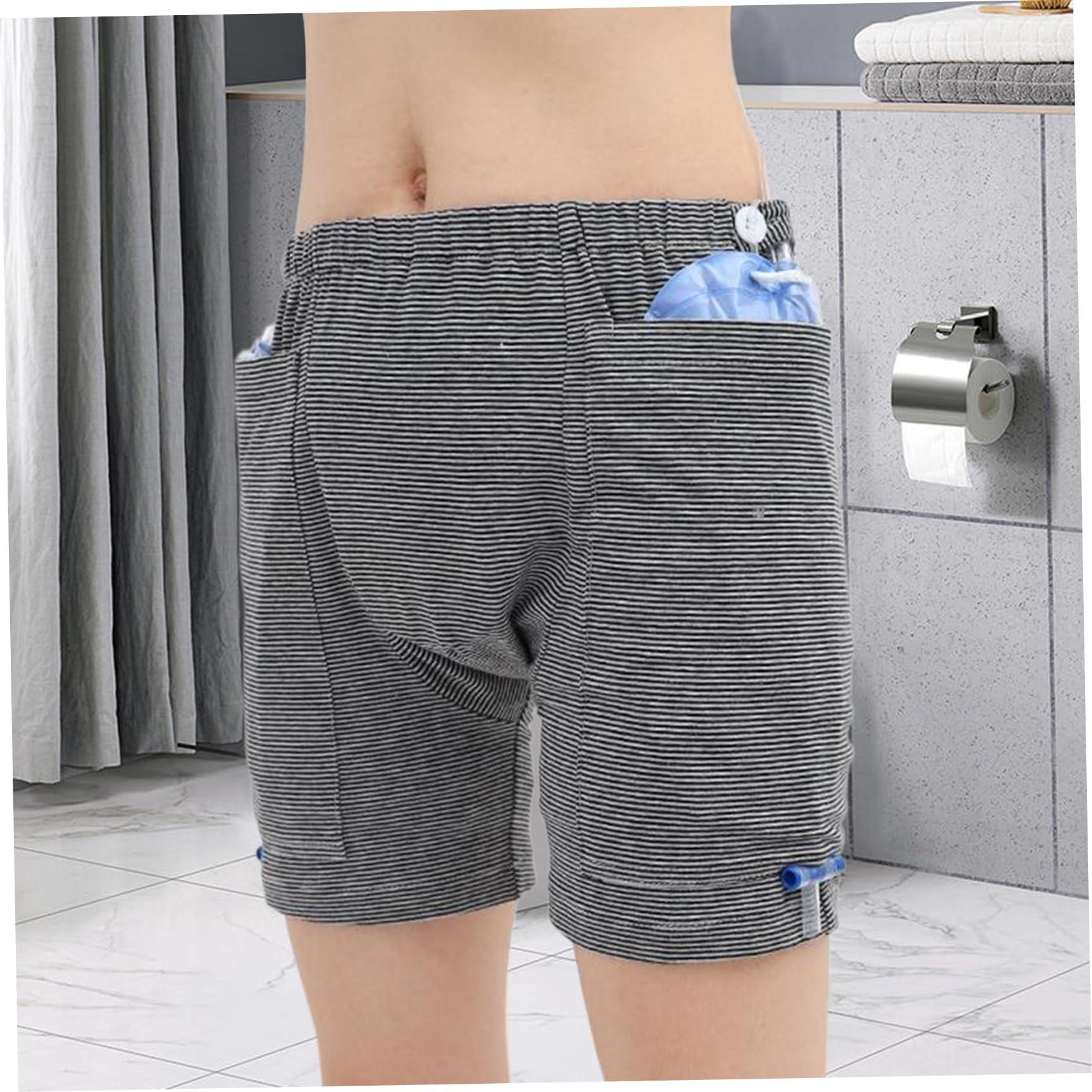 Baobiutin XL-Catheter Pants for Men,Catheter Underwear for Men with Elastics Cotton Catheter Pants with 2 Pocket Concealed Nephrostomy Bag Clothing for Elderly,No Urine Bag,Catheter Underwear for Men