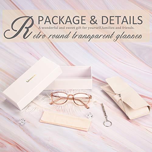 FONHCOO FONHCOO Blue Light Blocking Glasses Women Men Computer Eyeglasses,TR90 Fashion Round Transparent Anti Blue Light Glasses with Anti Eyestrain & UV Glare for Gaming & Reading