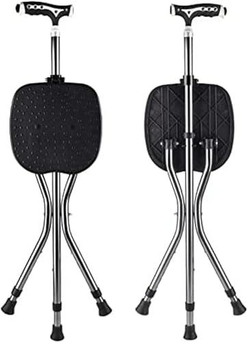 FreshCart Basics Folding Lightweight Tripod Walking Stick with Adjustable Height Seat for Elderly Portable Travel Hiking Chair for Fishing and Leisure Activities in the Park