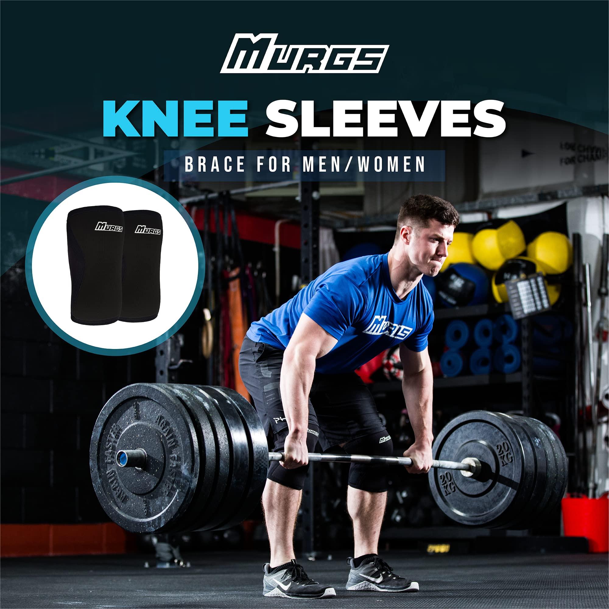 Murgs Murgs Knee Sleeves 7mm Neoprene Sleeves for Weightlifting, Running, Squats & Powerlifting | Unisex Gym Wraps for Men & Women (M)