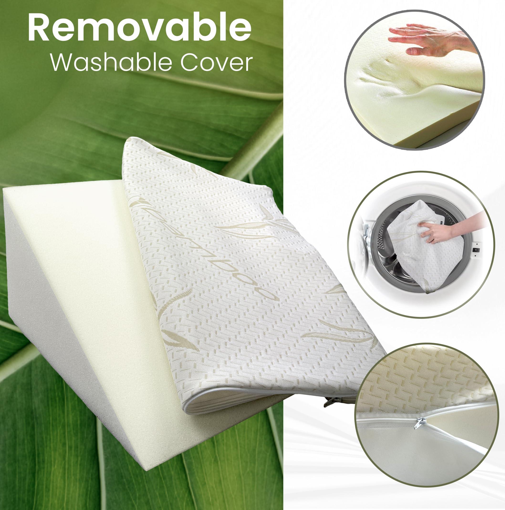 iSTYLE MODE BETTER HOME CHOICE Bamboo Orthopaedic Bed Wedge Pillow Foam Inside | For GERD, Acid Reflux, Reduce Back and Neck Pain, Snoring, and Breathing Problems | Great For Sleeping, Reading, Rest Elevation, Washable Cover