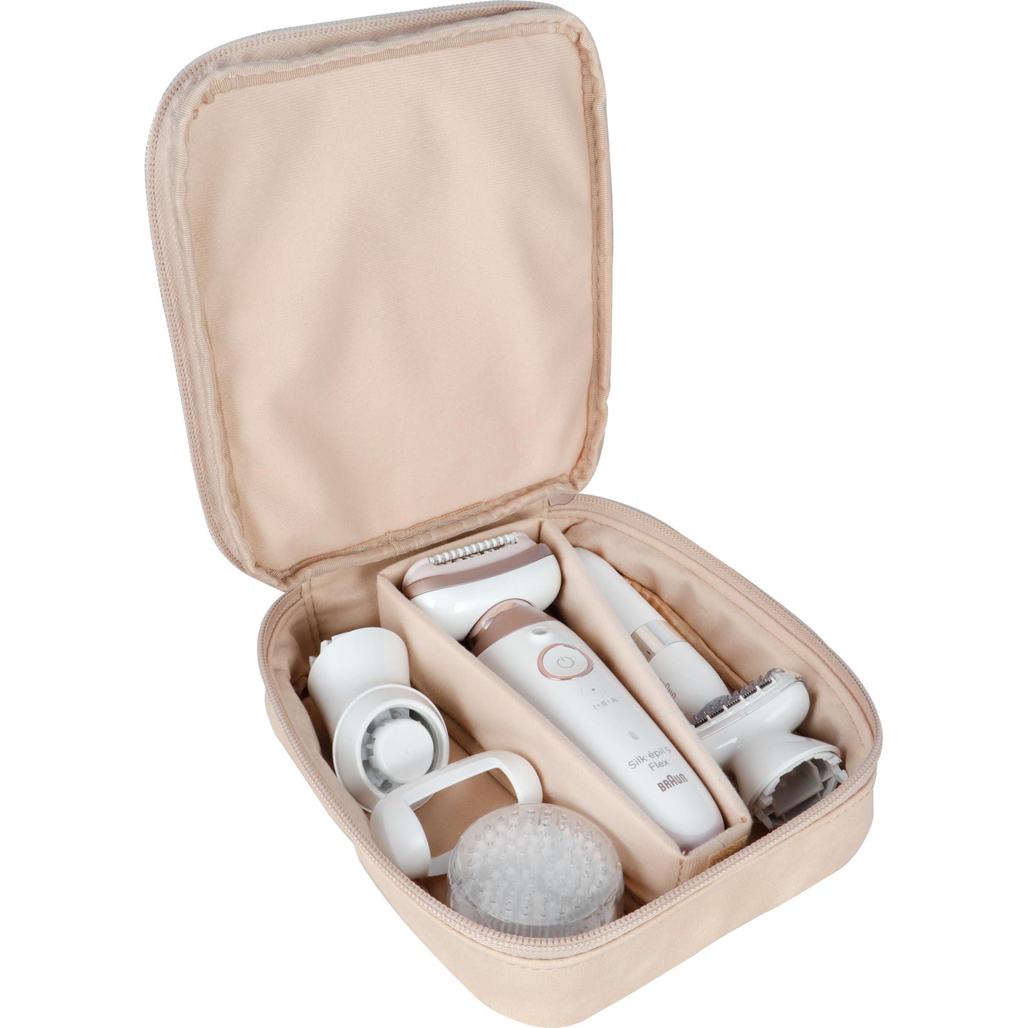 Braun Braun Silk-pil 9 Flex Women's Epilator/Hair Remover for Long Lasting Hair Removal, Mini Razor, Exfoliating Attachments, 9-306 3D, White/Pink Titanium