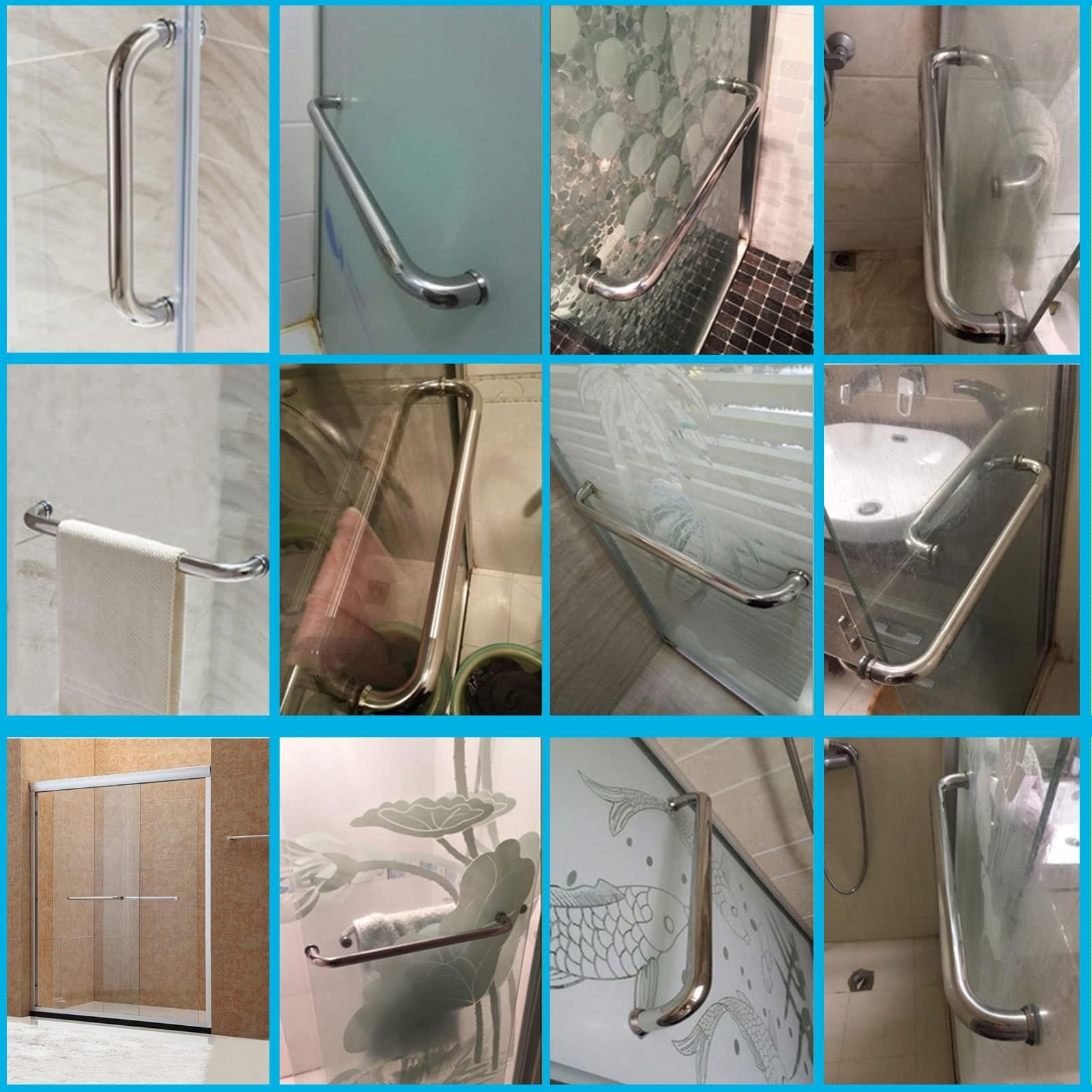 Suuim Push and Pull Glass Shower Door Handle Stainless Steel,Bathroom Door Knobs Grab Bar Rail Replacement Parts Towel Bar Single Sided Handles/450Mm (600mm)