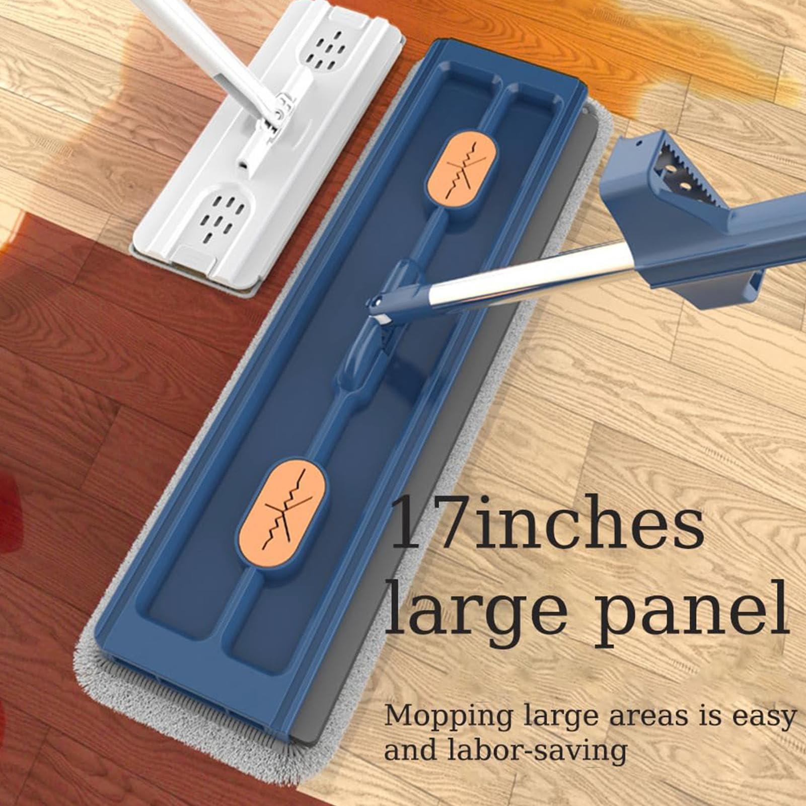 Generic Flat Head Mop - Wet And Dust Mopping - Dust Wet Dry Mop With 2 Reusable Microfiber Pads For Wet And Dry Use, Ceramic Tiles