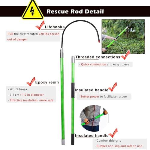 BESTXH BESTXH High Voltage Insulated Rescue Hook, Electrical Safety Rescue Hook Lightweight, 220lb Load Safety Rescue Hook, Detachable Insulated Rescue Hooks, for Electrician Fire,Green,3.3ft/1m