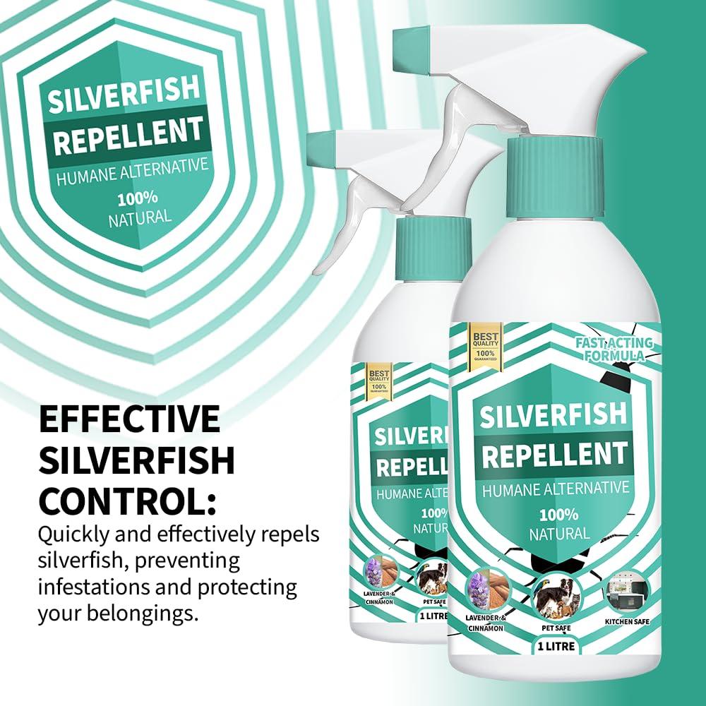 UK GROW Silverfish Repellent Spray - 100% Natural Essential Oils Formula | Non-Toxic Silverfish Killer & Preventative Solution | Works with Silverfish Traps (500ml)
