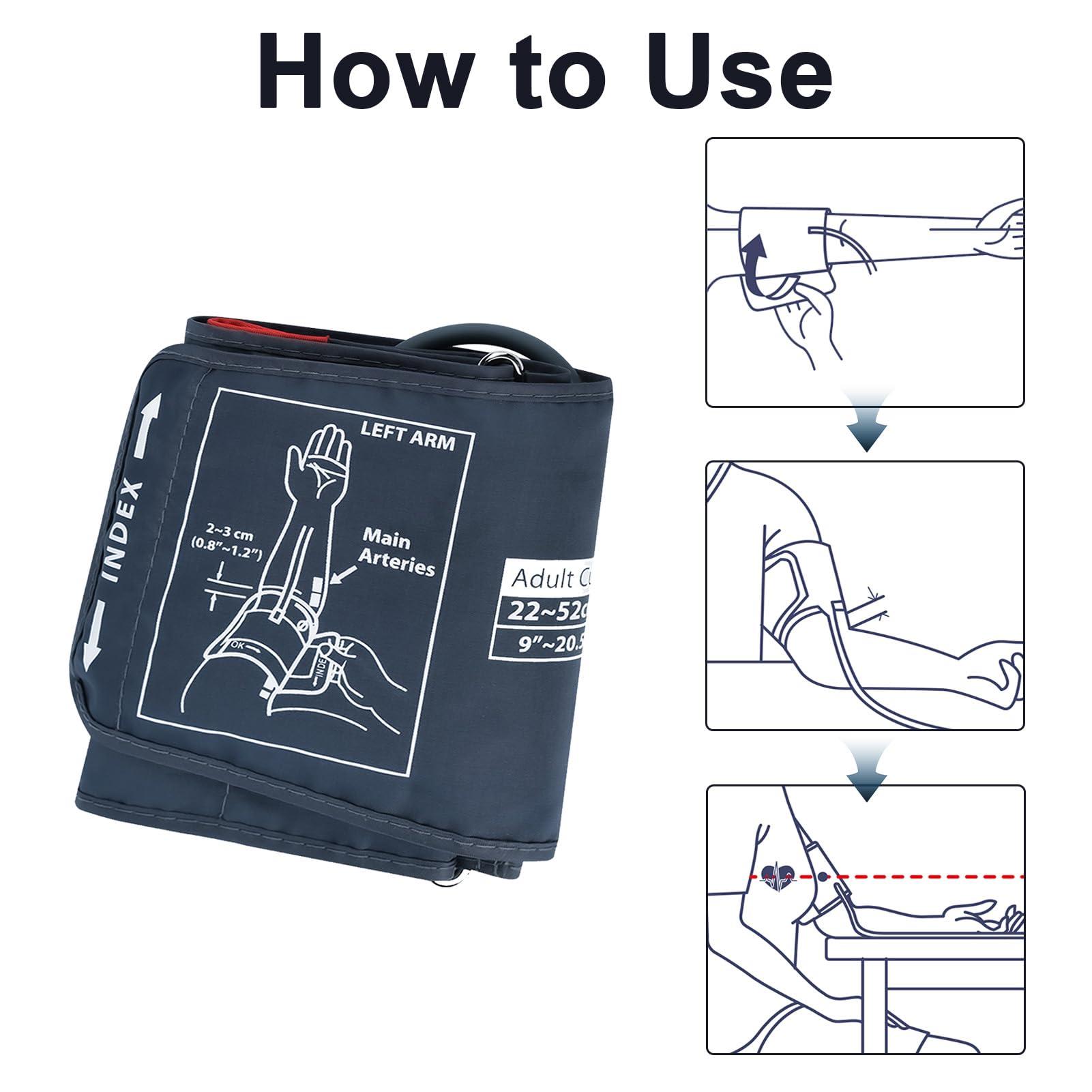 Dewfigs Extra Large Blood Pressure Cuff, 22-52CM Arm Circumference Blood Pressure Cuff with 6 Connectors, Universal Fit Replacement Cuff, Compatible with Omron BP Monitors and Other Brands