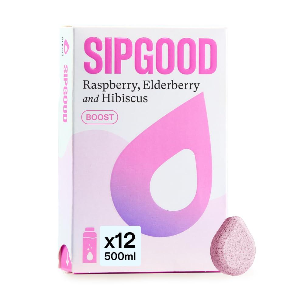 SIPGOOD SIPGOOD Flavoured Waterdrops - Raspberry, Elderberry & Hibiscus Infusion - Hydration Drops with Real Fruit & Plant Extracts - No Sugar, Zero Calories - Vitamins C, D3 & Electrolytes (1pack/12 drops)