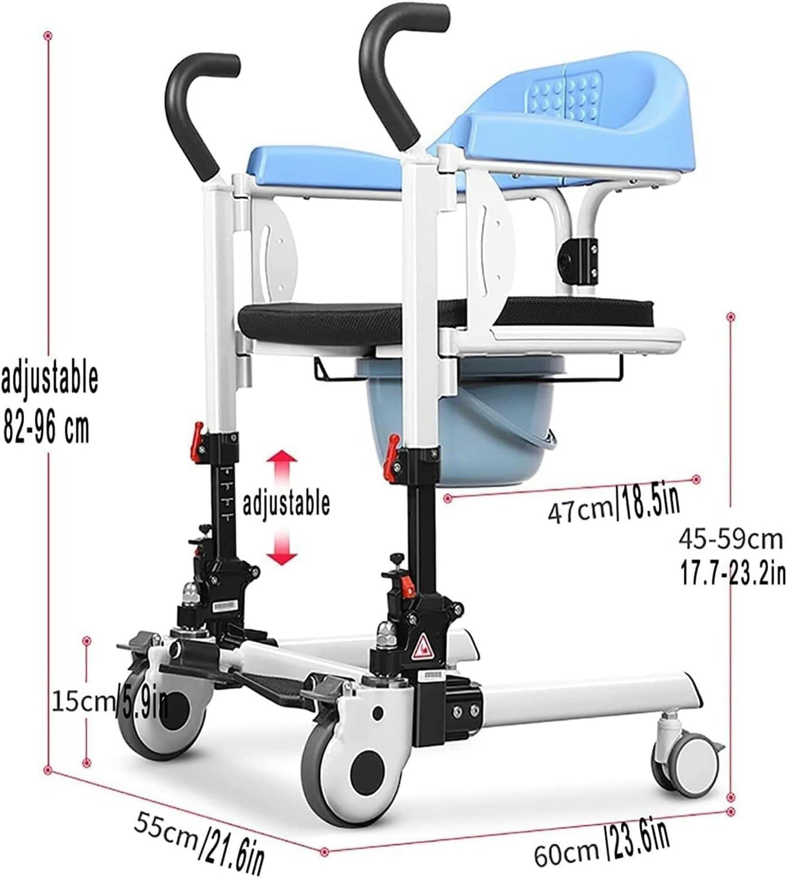 CNAOHGHN Lift for Home, Bedside Commodes Self-Service Lift Transfer Aid W/180 Split Seat, Transport Wheelchair Moving Machine for Seniors Disabled