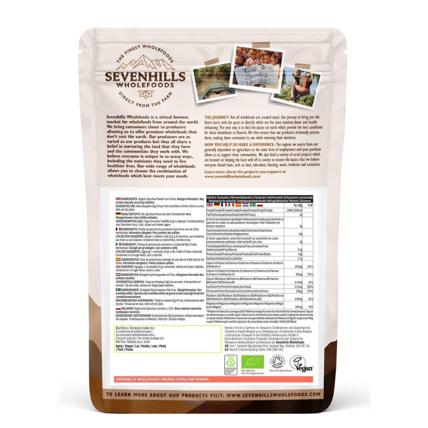 sevenhills wholefoods Sevenhills Wholefoods Organic Spirulina Powder 200g