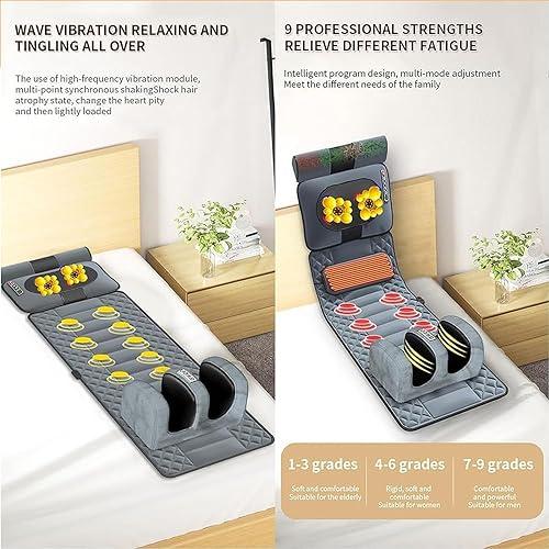 FreshCart Basics Massage Chair Back Pad,Massage Mat Full Body Back Massagers with Heat 20 Heads Vibrating Massage Mattress Pad, Electric Heated for Back Lumbar Leg Relief