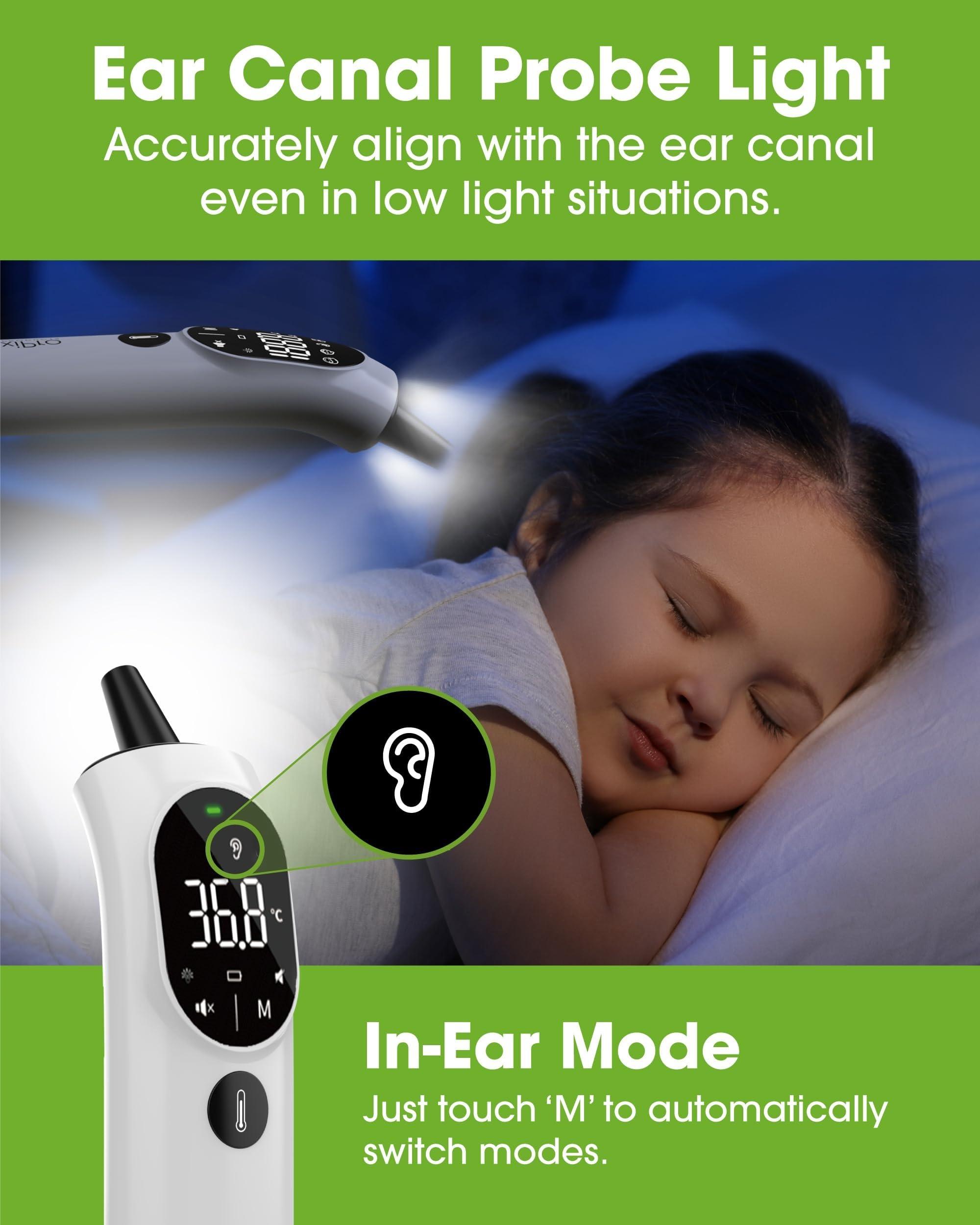 OxiPro OxiPro TH2 Thermometer - NHS Supplier - German Sensor - IF Award Winner - CE Approved - In-Ear, Forehead, Non-Touch & Baby Modes - Infrared Thermometer for Newborn, Baby, Kids, Children & Adults