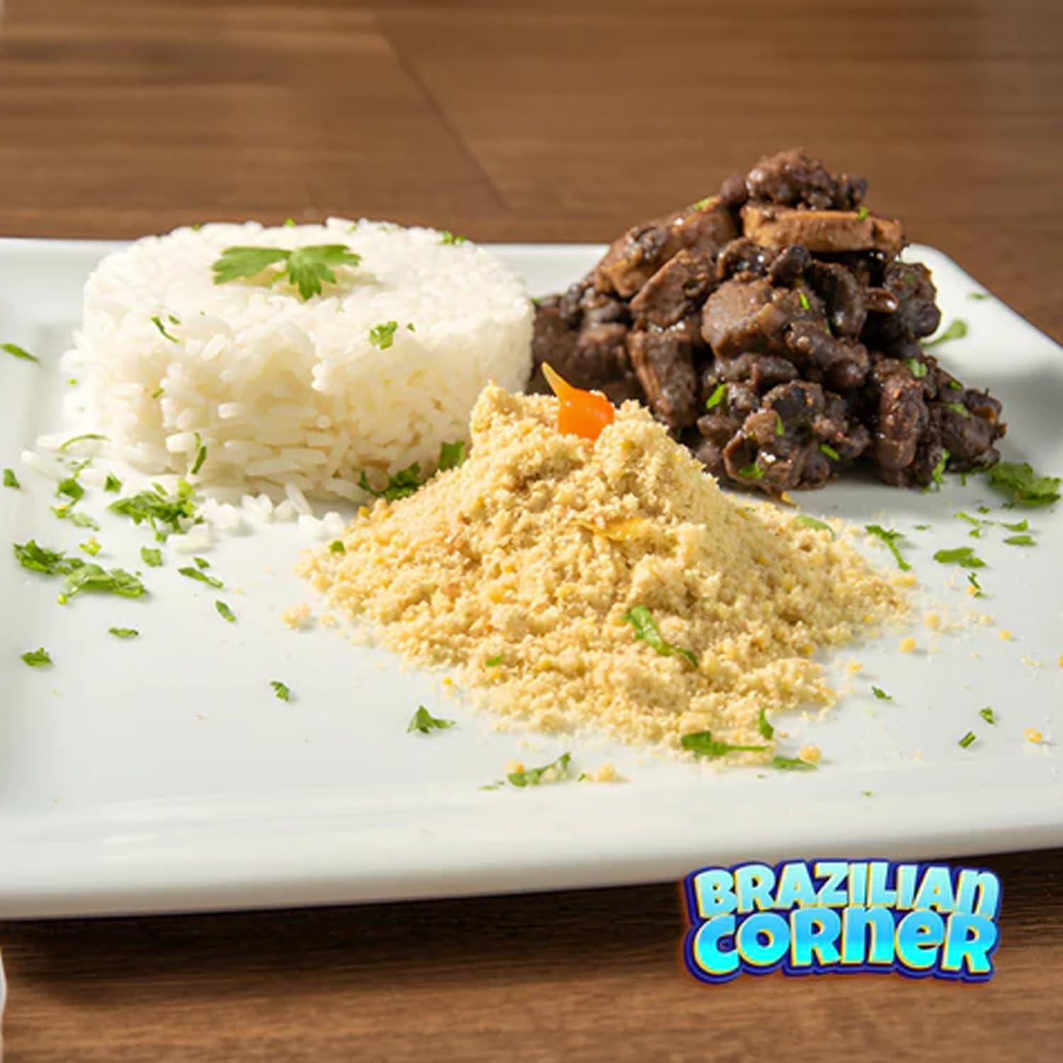 qubros Amafil Farofa Mandioca Tradicional 500g | Seasoned Cassava Crumbs Flour | Ready for Consumption | Brazilian Food (3 Pack, Traditional Cassava Farofa)