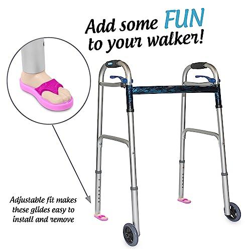 Top Glides New Beach Sandal Walker Ski Glides for 1\" Walker Tubes - 1 Pair (Orchid)