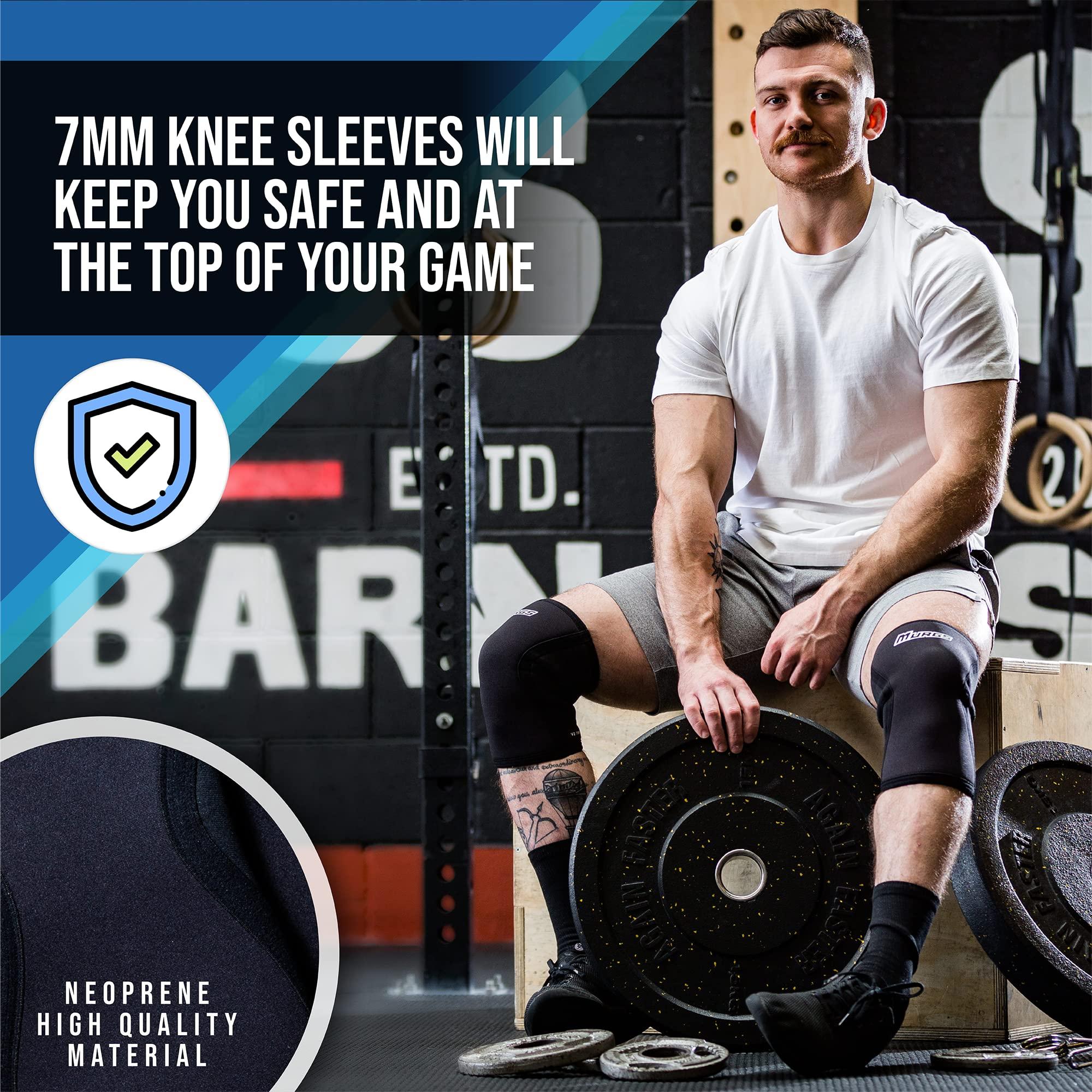 Murgs Murgs Knee Sleeves 7mm Neoprene Sleeves for Weightlifting, Running, Squats & Powerlifting | Unisex Gym Wraps for Men & Women (M)