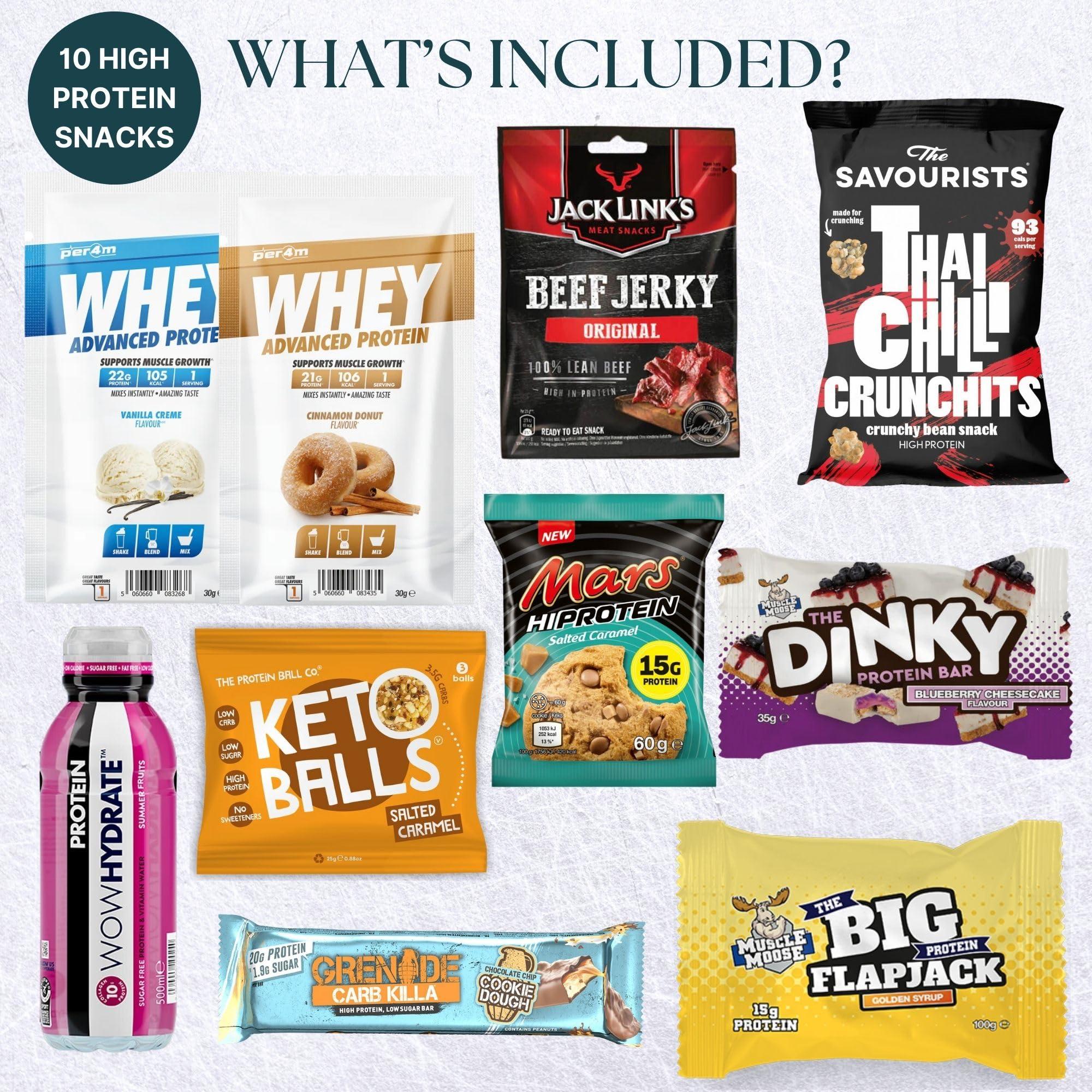 A Amousa Protein Hamper-Protein Gift Set & Fitness Hamper Including Protein Bar, Protein Powder & More! This Protein Box Is A Great Gym Gifts for Men&Women! Protein Gifts for Men,Women & Gifts for Gym Lovers!