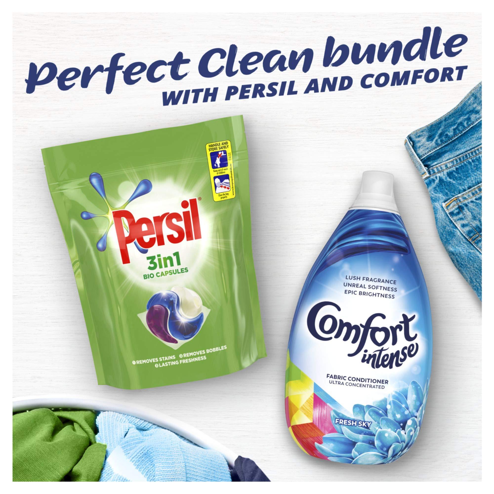 Persil Persil Bio Washing Detergent Capsules and Comfort Intense Fresh Sky Fabric Conditioner 3 month supply Perfect Clean Laundry Bundle 50 Washes