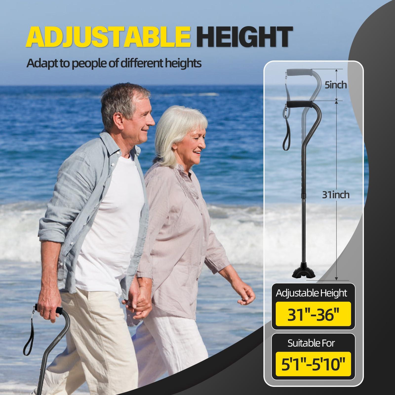 BeneCane BeneCane Walking Cane Adjustable Cane with Offset Soft Cushioned Handle for Men & Women Lightweight Comfortable Extra Stability Base Mobility Aid for Men Women and Seniors