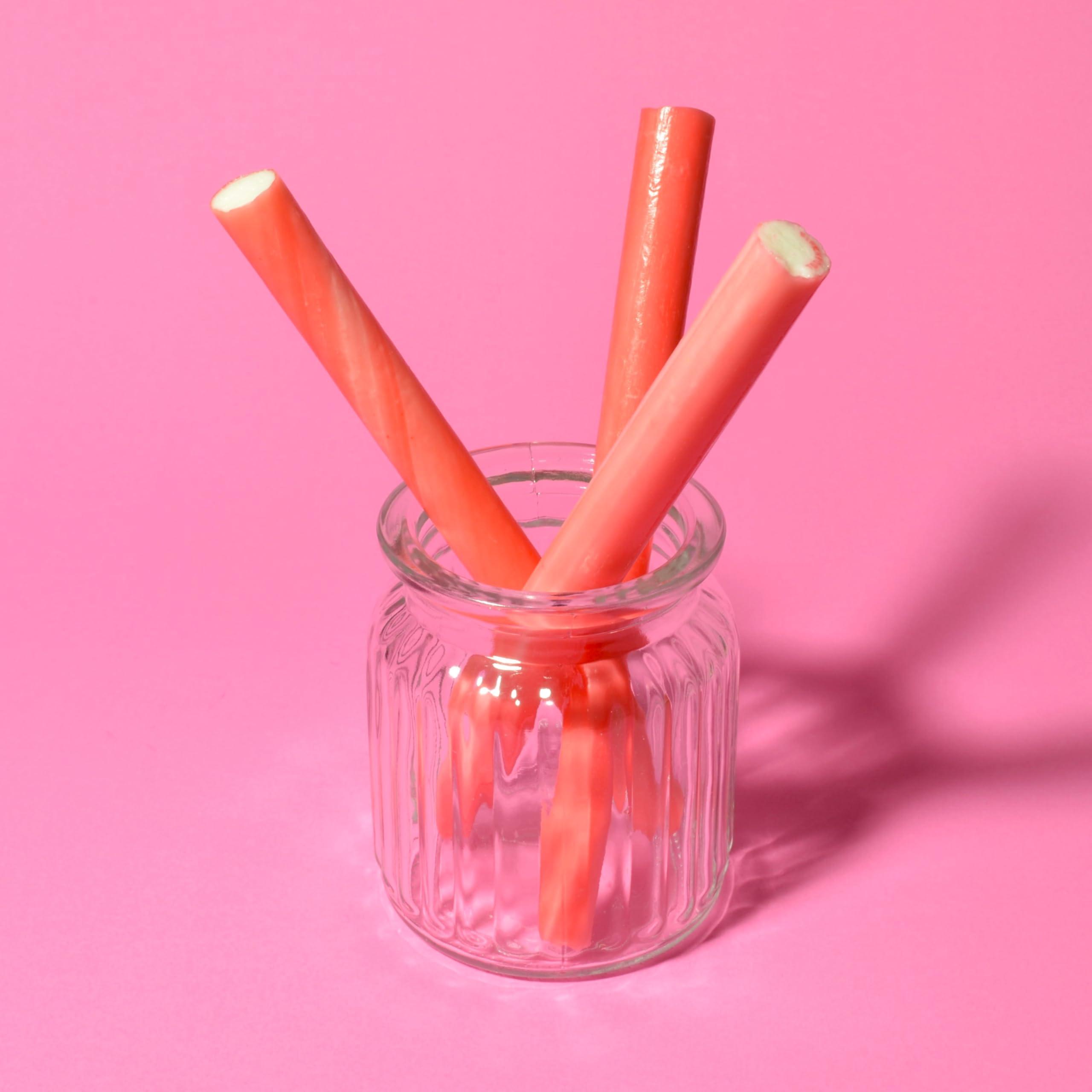 Wyeland Confectionery Traditional Handmade Rock Candy Sticks/Stick of Rock - Blackpool Rock and Seaside Rock sweets- Pink Mint Rock Flavour, 5 Sticks