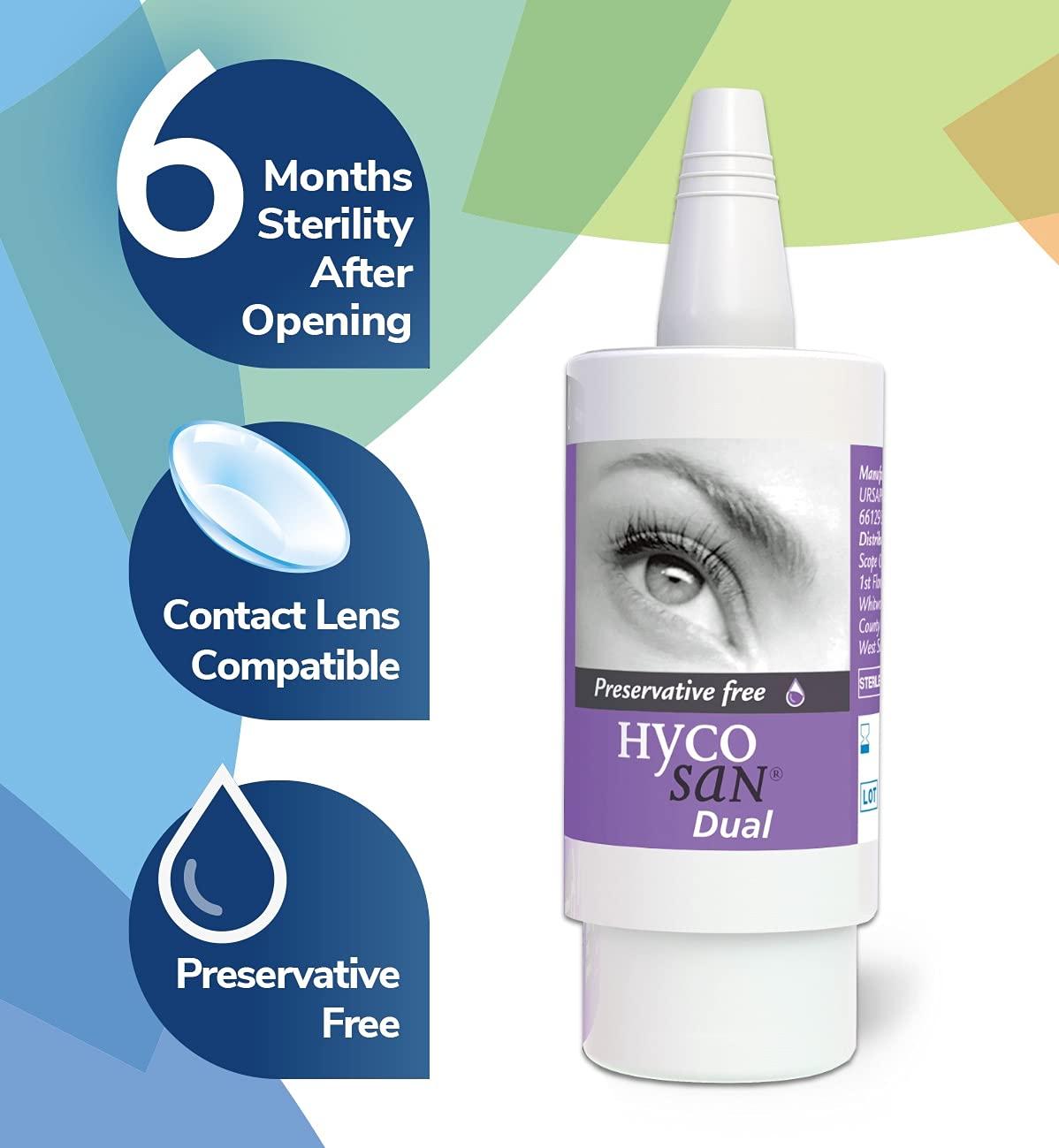 Hyco San Hycosan Dual - Triple Pack - Preservative Free Eyedrops - 0.05% Sodium Hyaluronate and 2% Ectoin - Recommended for Relief from Lipid Deficient Dry Eye and Meibomian Gland Dysfunction - 3x7.5ml