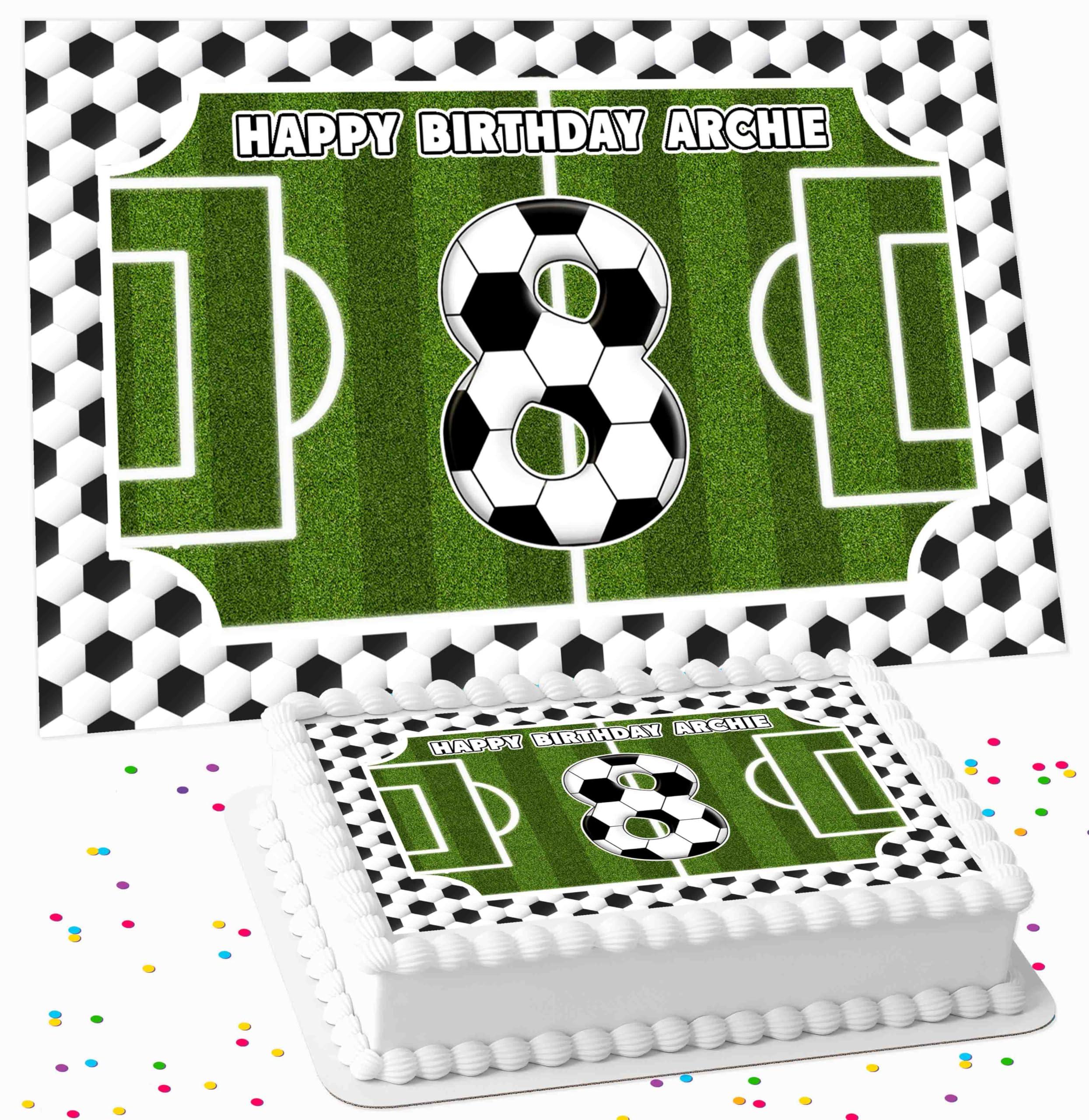Cannellio Cakes FOOTBALL RECTANGLE BIRTHDAY PERSONALISED ICING EDIBLE LARGE CAKE TOPPER DECORATION RF-1208 - A4