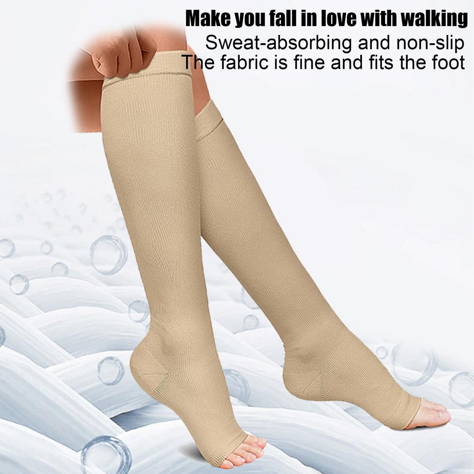 Generic Open Toe Compression Socks - Compression Socks Women With Open Toe - Knee High Support Stockings Compression Socks Knee High Anti Fatigue Socks
