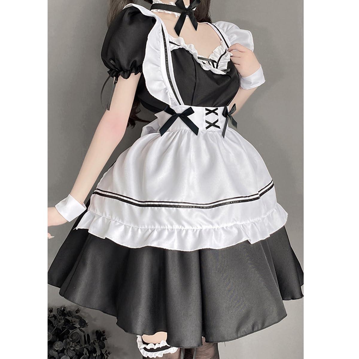 SNOMYRS SNOMYRS Maid Costume Cosplay Lingerie Japanese Anime Maid Outfit Fancy Dress Apron Naughty Kawaii Lolita Plus Size 9pcs For Halloween