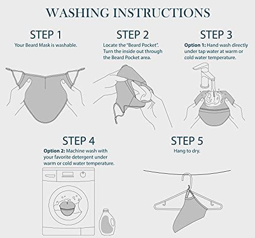 KT Valley Company Beard Face Mask for Men with a Beard, Bearded Men Face Mask, Reusable and Comfortable Beard Mask (Gray)