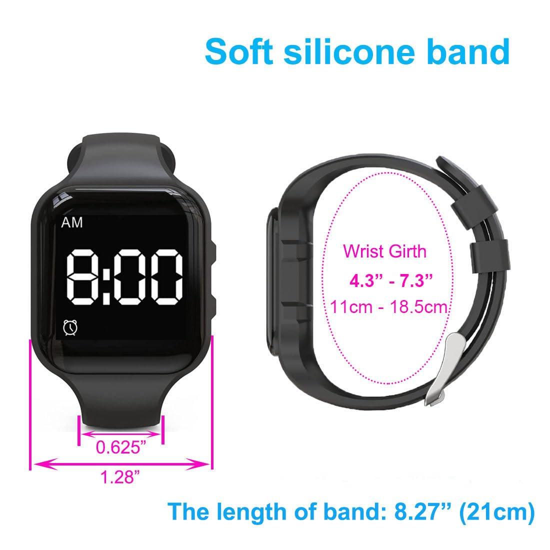 e-vibra e-vibra Vibrating Alarm Watch Waterproof Wake Up Watch Silent Medical Reminder Watch - with Timer and 15 Daily Alarms (Black Square - Waterproof)