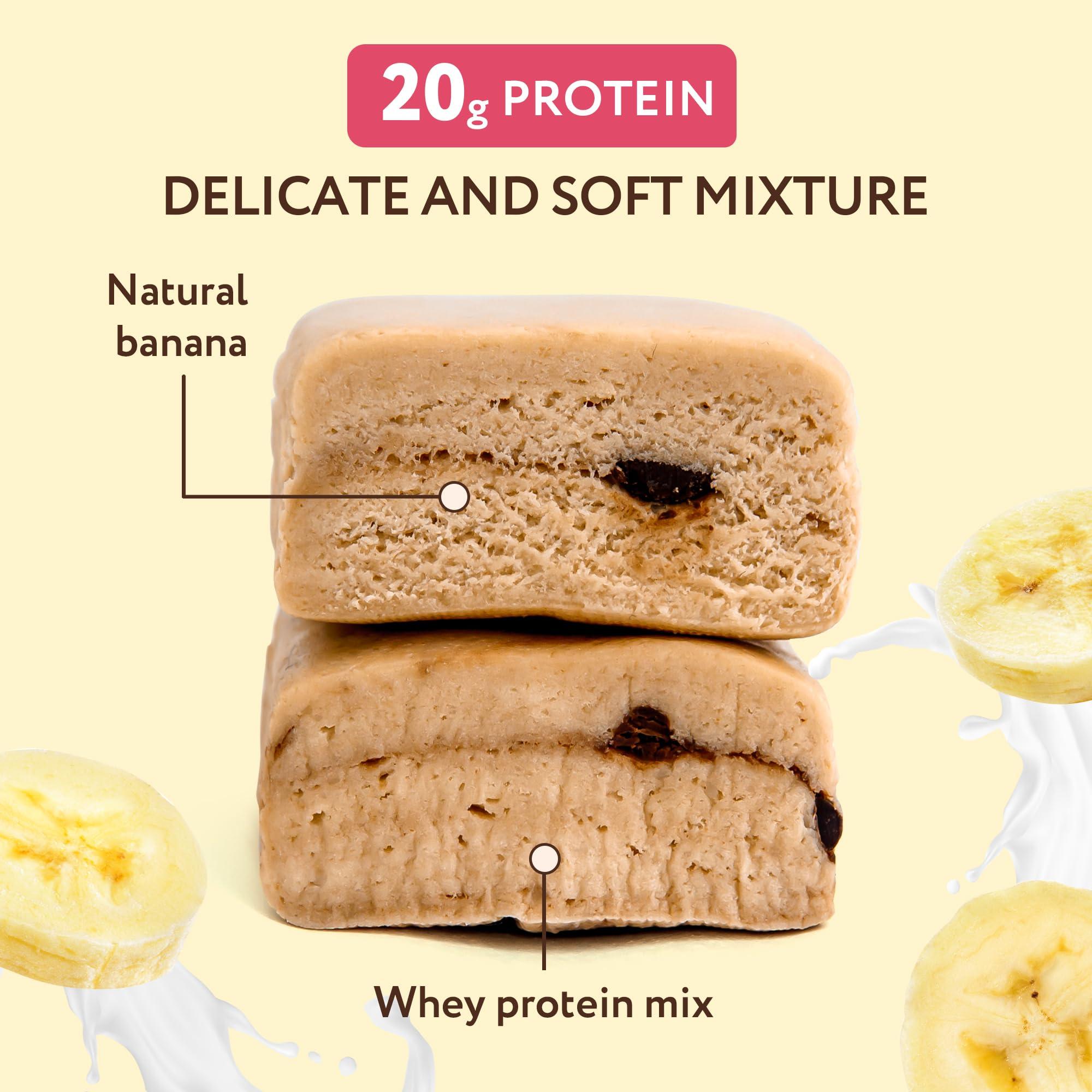 FitnesSHOCK FitnesSHOCK High Protein Bars - High 20G Protein Content Protein Bar With No Added Sugar, Low Calorie Low Carb High Fibre, Banana Split Flavour 12Pcs 60G