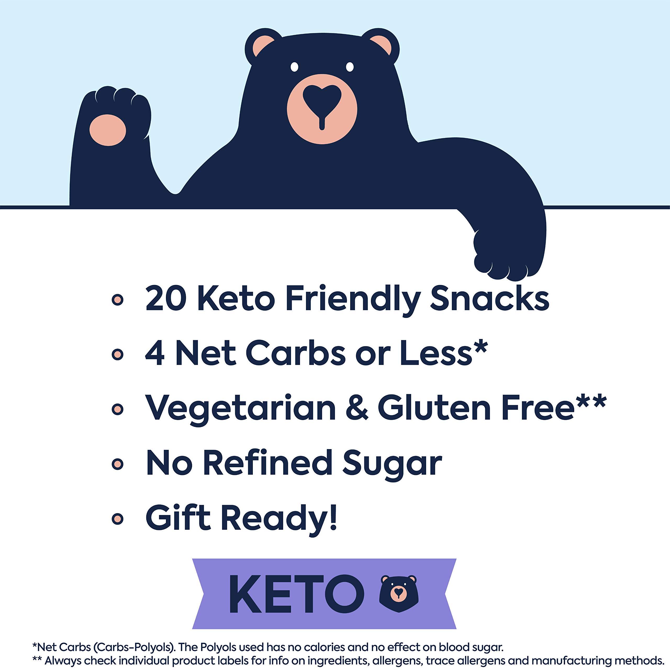 BEAR IN MIND Keto Snack Box Hamper: Ultimate Keto Gift Box - Keto Snacks and Treats UK - Gluten-Free & Vegetarian - Perfect Low Sugar Gift Box Treats for Keto and Paleo Lovers - Ideal Keto Gifts for Women and Men
