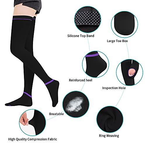 SKYFOXE SKYFOXE T.E.D. Anti Embolism Stockings for Women Men Thigh High, 15-20 mmHg Compression TED Hose with Inspect Toe Hole