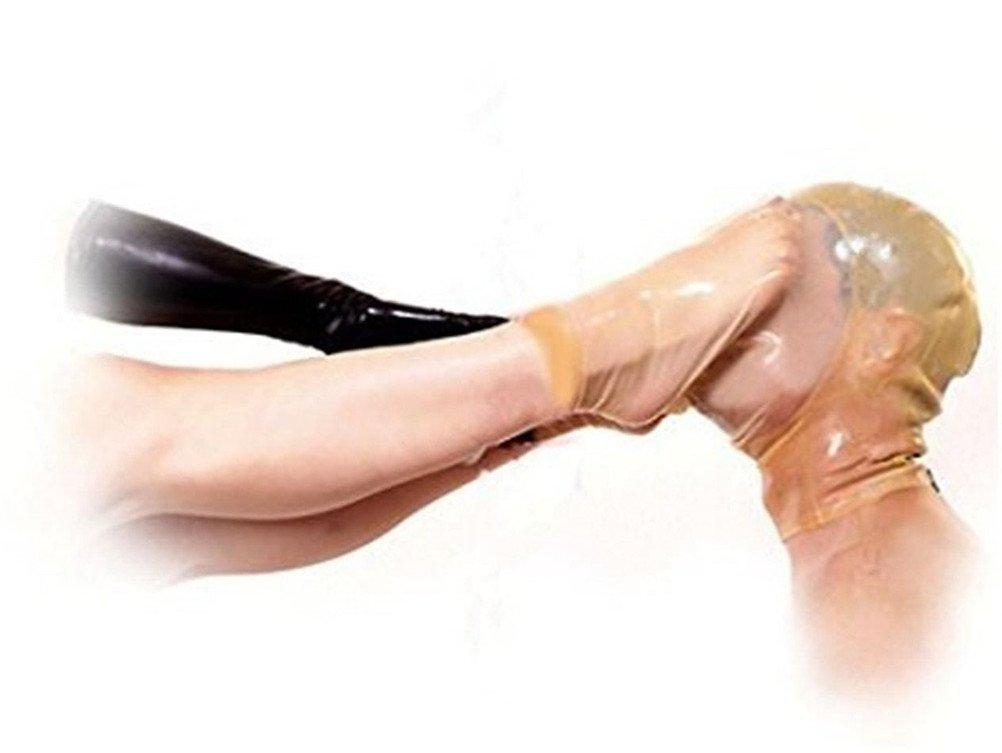 OnundOn OnundOn Latex Mask with Foot Set Zip Hood Rubber Mask Blindfold