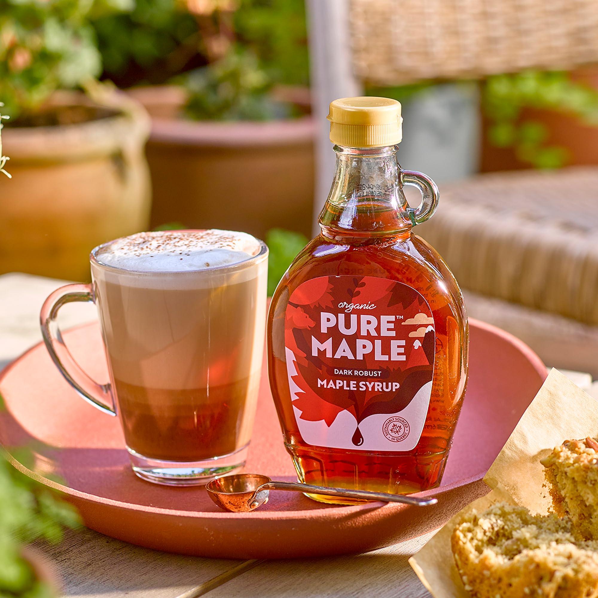 Pure Maple Pure Canadian Maple Syrup - Grade A - Ideal Topping for Porridge, Ice Cream, Fruit, Pancakes - 100% Natural Sweetener - 264g / 200ml (200ml, Dark)