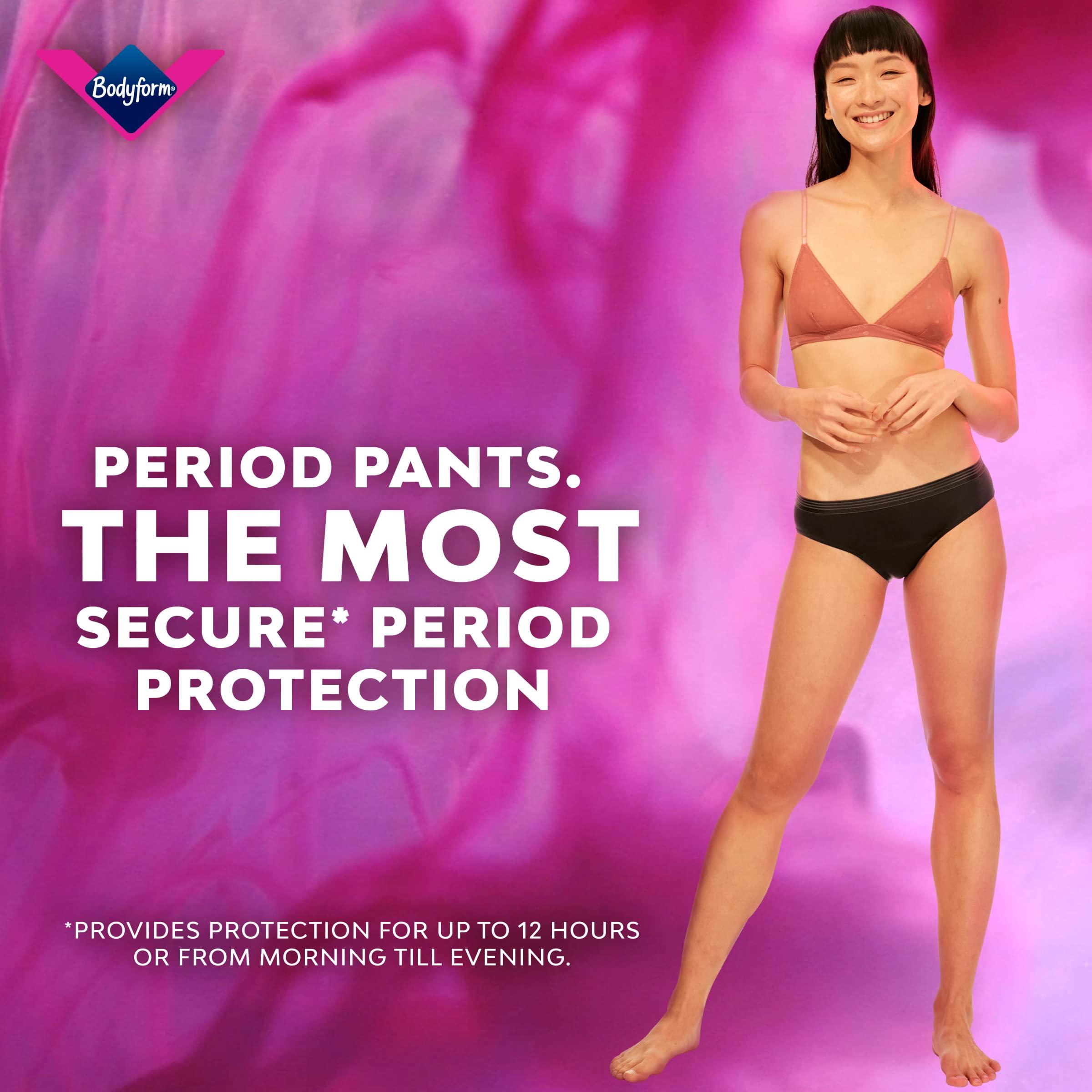 Bodyform Bodyform Washable Period Pants - For Up to 12 hours of Protection - Menstrual Underwear for Moderate Flow, Bikini Cut - Pack of 1 - Black, Size S