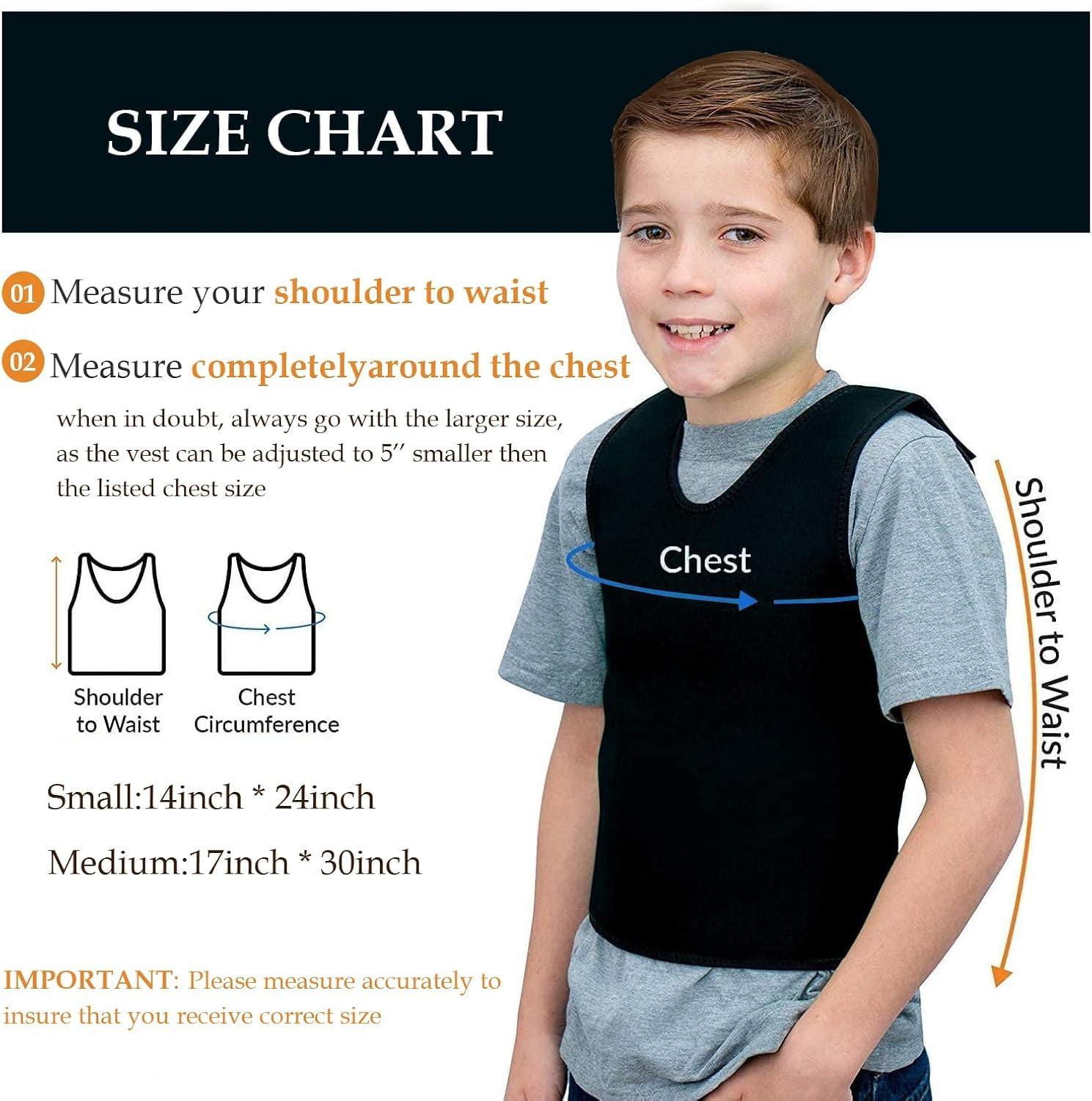 TOPARCHERY Sensory Compression Vest, Deep Pressure Vest Comfort for Autism, Hyperactivity, Mood Processing Disorders, Breathable, Form-Fitting, for Kids Youth Children black (SMALL)
