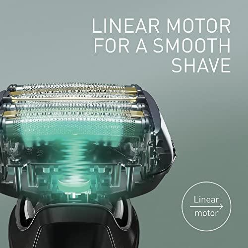 Panasonic Panasonic Series 900+ Premium Wet/Dry Razor ES-LS9A, 6-Way Shaving Head with Linear Motor, Includes Cleaning and Charging Station, Black, Matte Black
