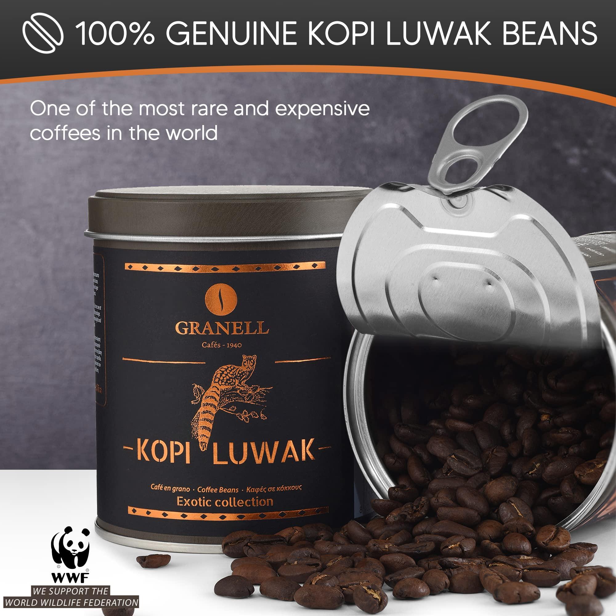 Granell Cafs  1940 Cafs Granell Wild Kopi Luwak Coffee Whole Beans, 100grams (3.5oz)